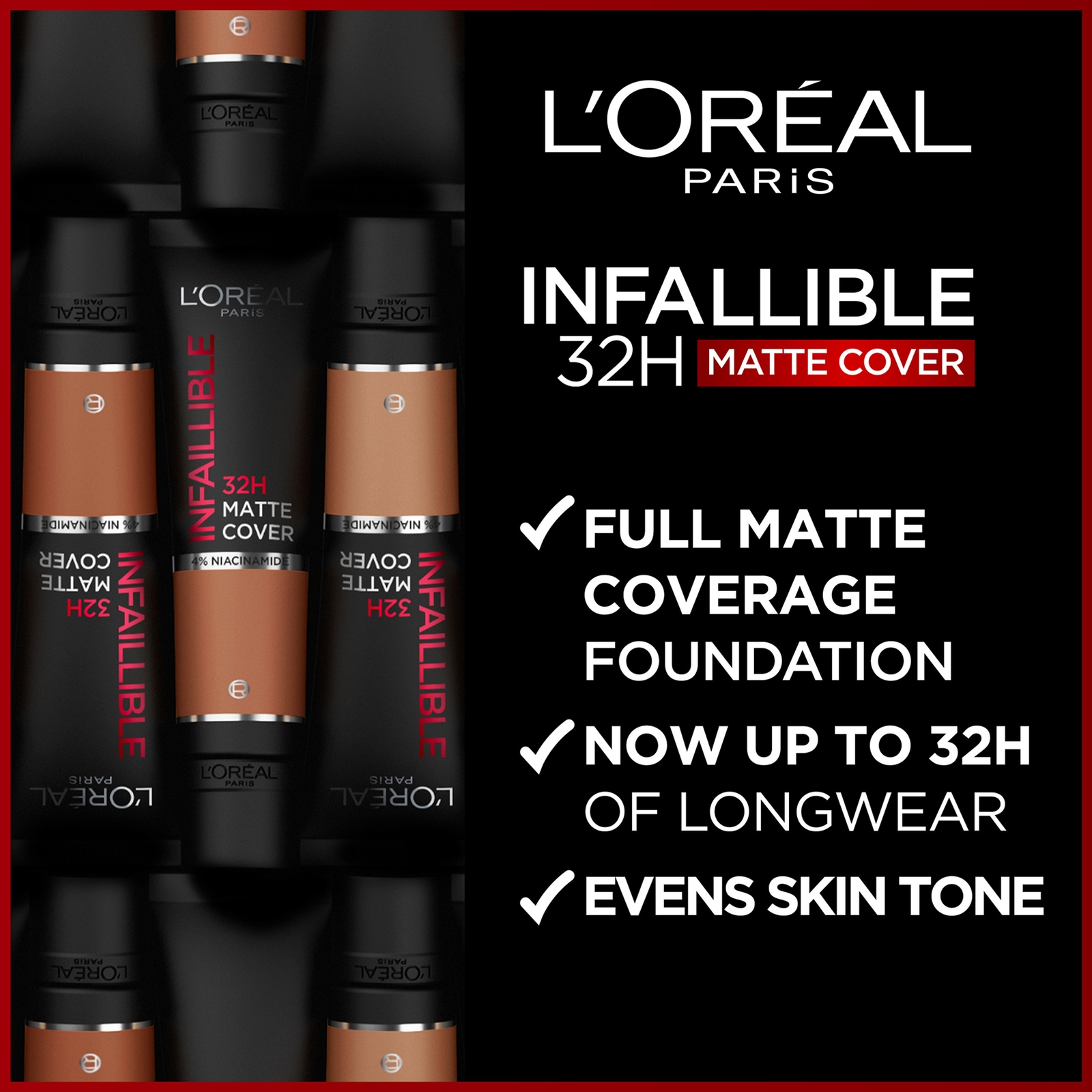 L'Oréal Paris Infallible 32hr Matte Cover Foundation 30ml (Various Shades) - 320 Caramel Toffee