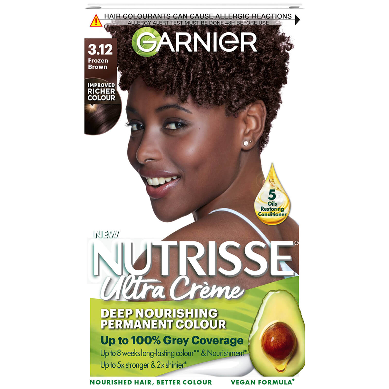Photos - Hair Dye Garnier Nutrisse Permanent   - 3.12 Frozen Brown C (Various Shades)
