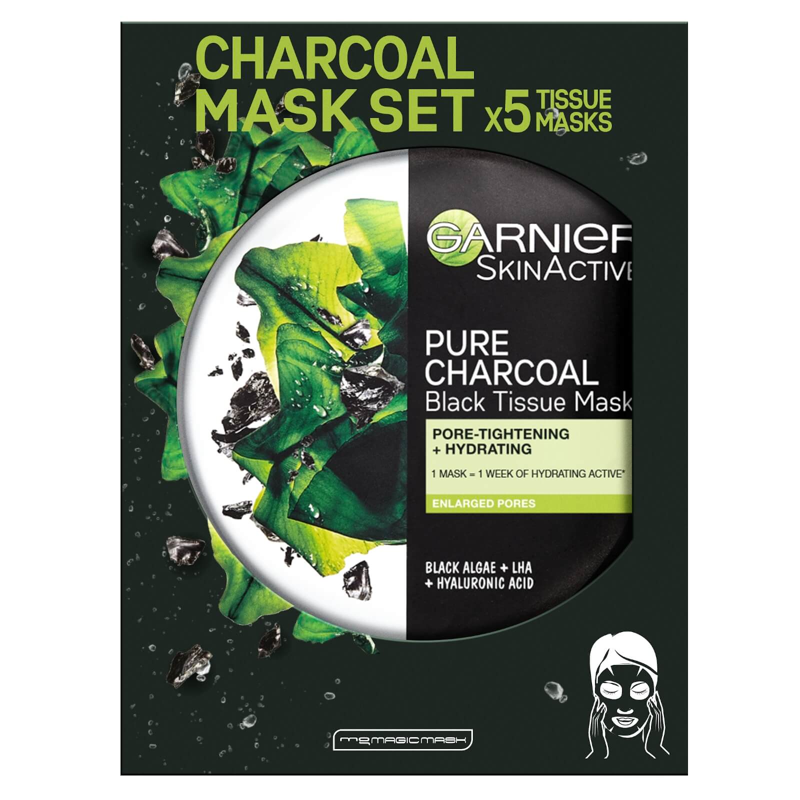

Garnier Charcoal and Algae Purifying and Hydrating Face Sheet Mask for Enlarged Pores (5 Pack)