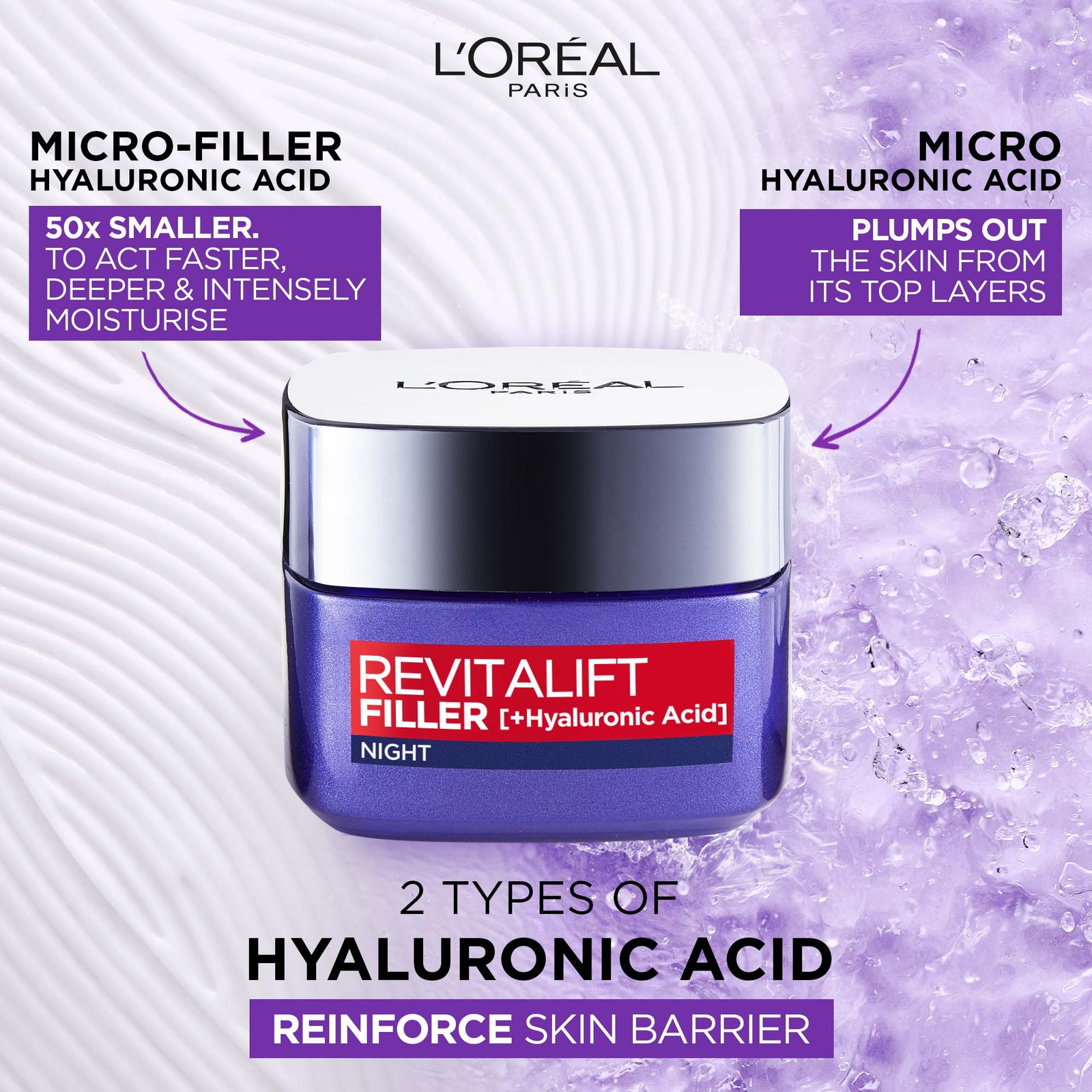 Thumbnail - L'Oréal Paris Revitalift Filler and Hyaluronic Acid Anti-Ageing Night Cream 50 ml