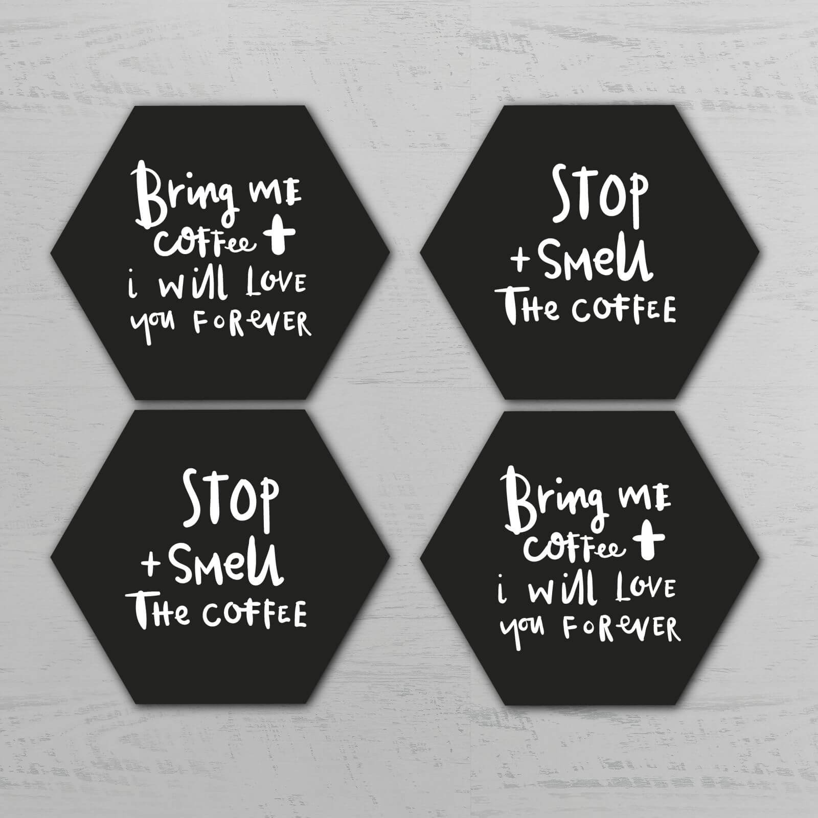 Bring Me Coffee Hexagonal Coaster Set