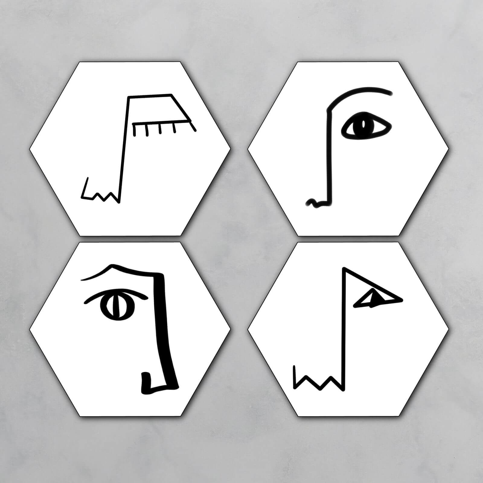 Faces Hexagonal Coaster Set