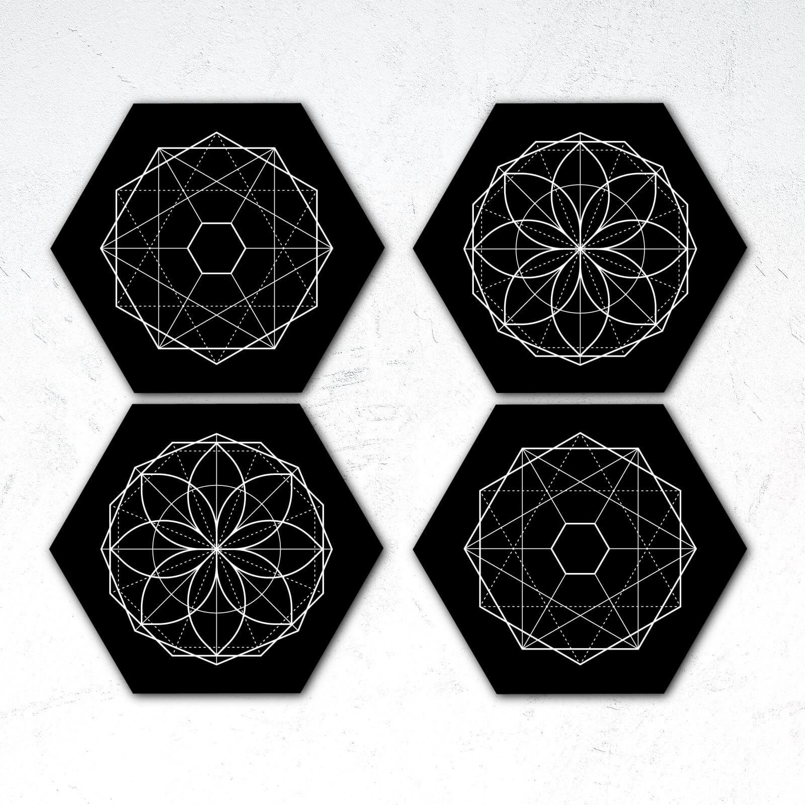 Symmetrical Circles Hexagonal Coaster Set
