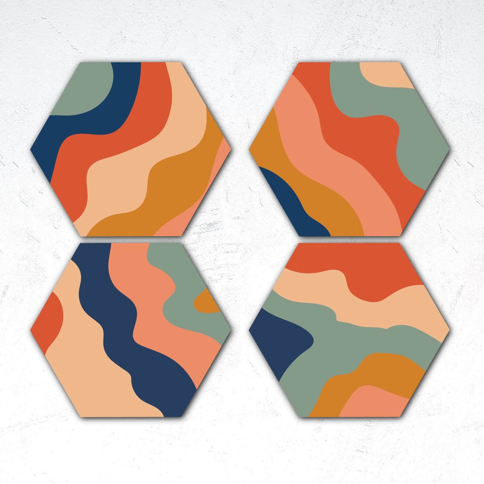 Wavy Colours Hexagonal Coaster Set