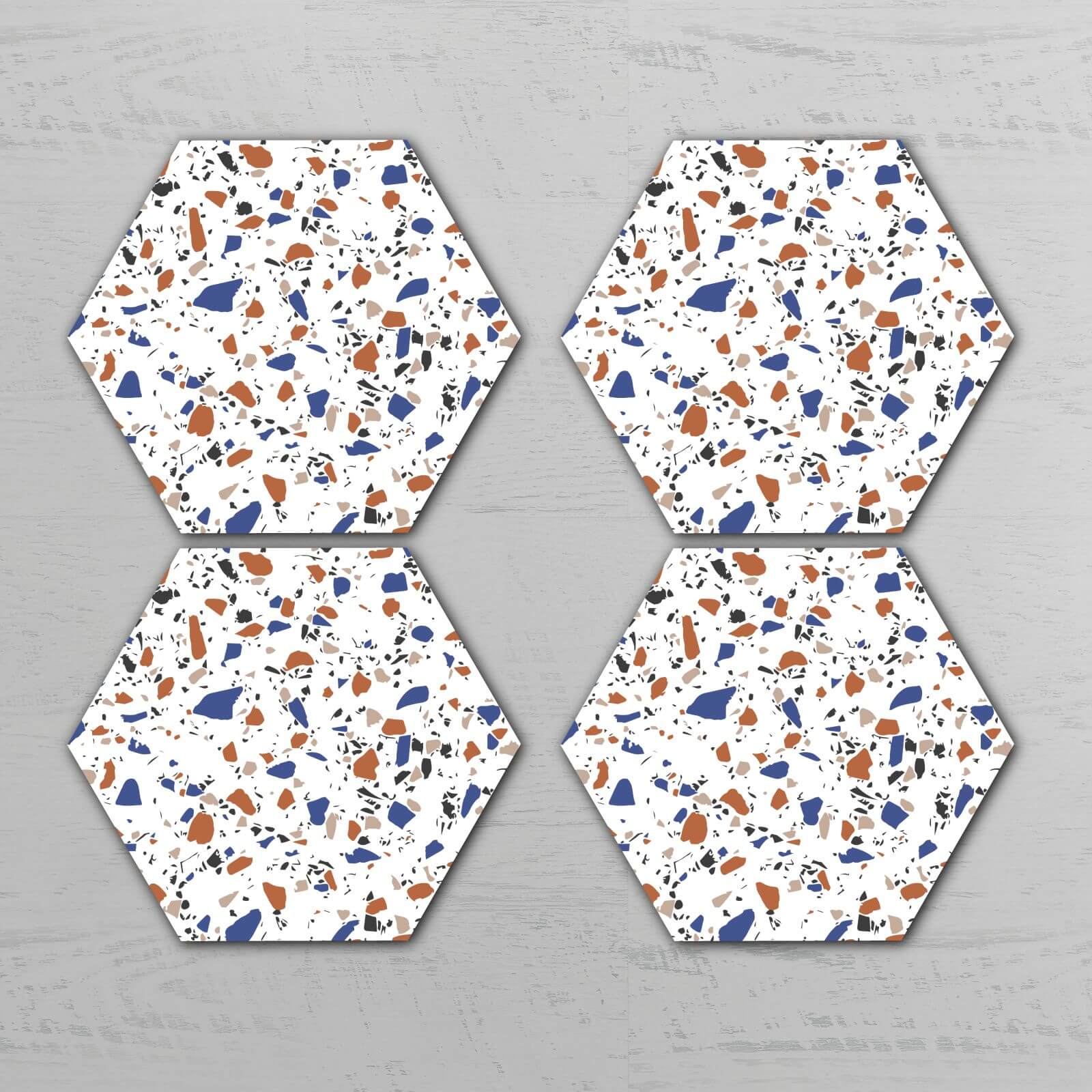 Large Terrazzo Hexagonal Coaster Set