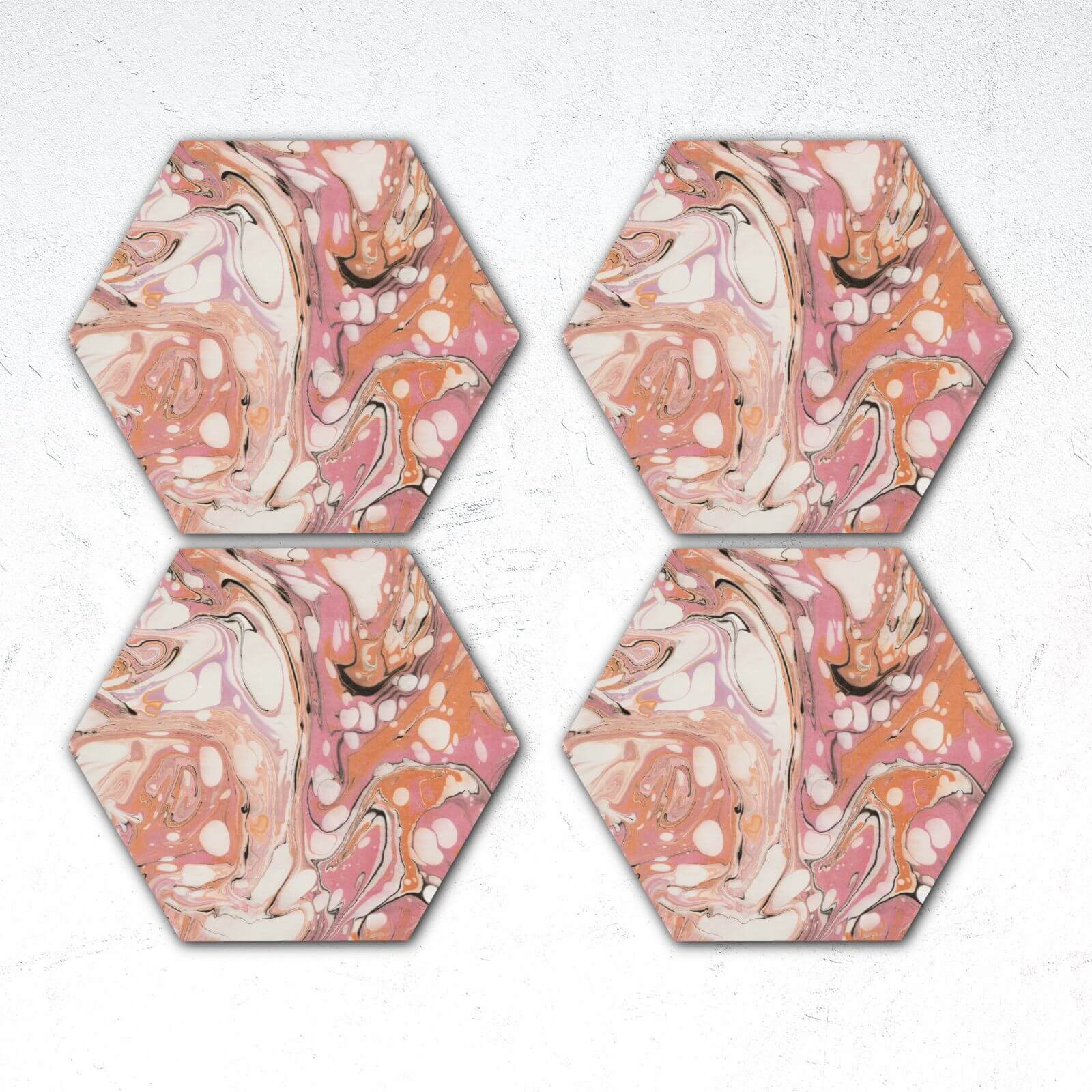 Pink Marble Hexagonal Coaster Set