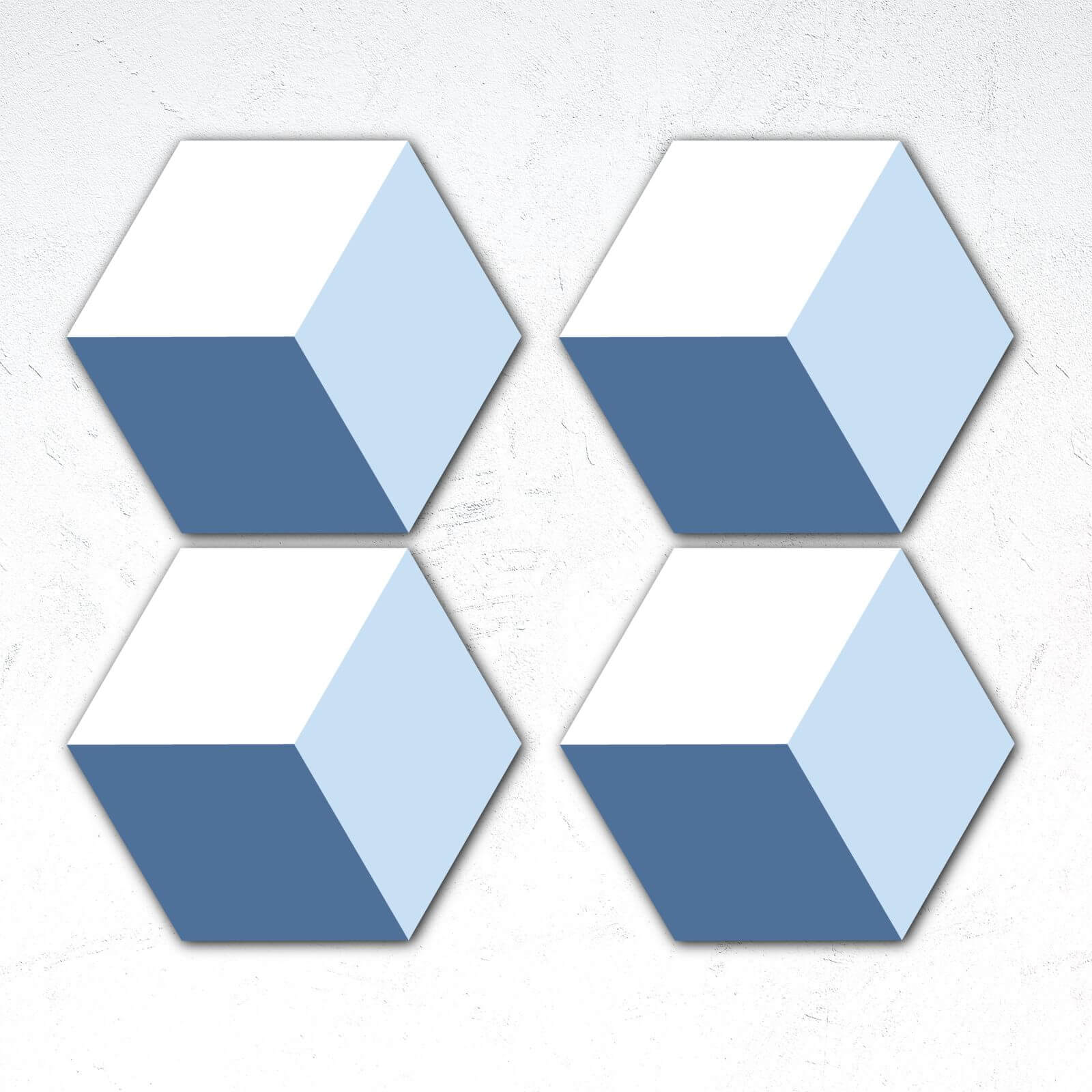 Blue Squares Hexagonal Coaster Set