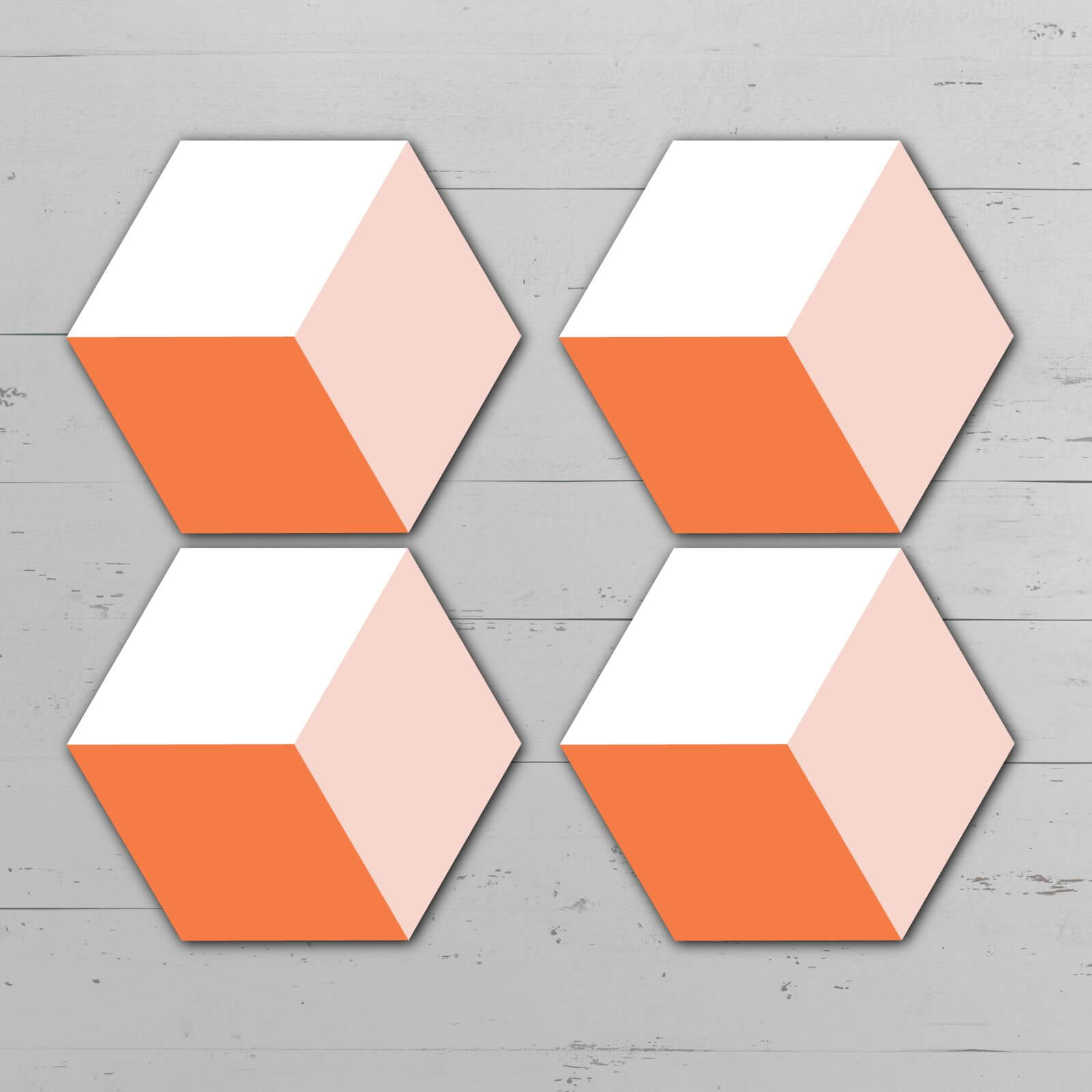 Orange Squares Hexagonal Coaster Set