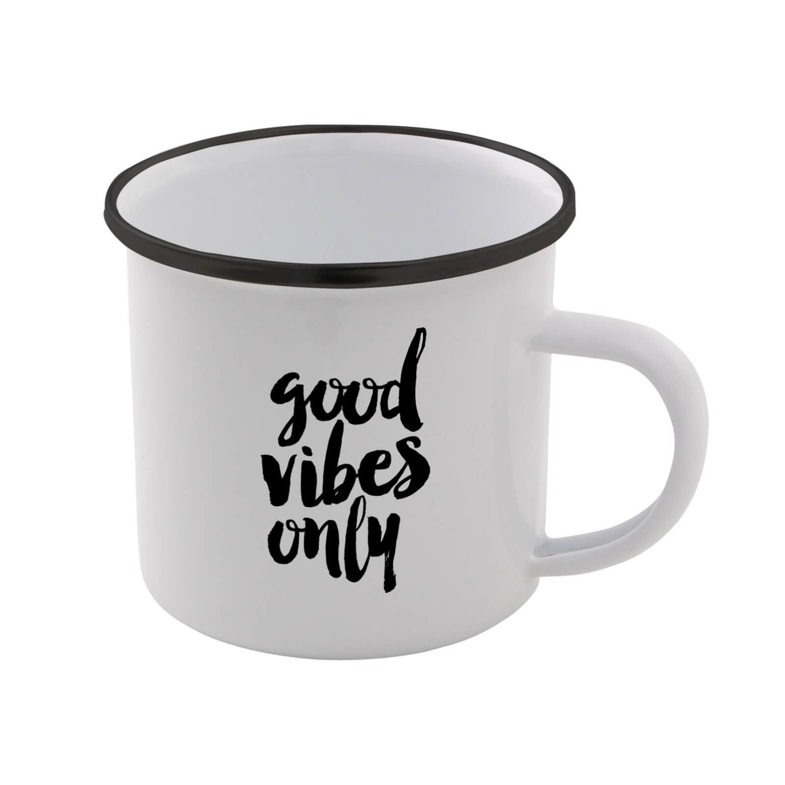 The Motivated Type Good Vibes Only Enamel Mug