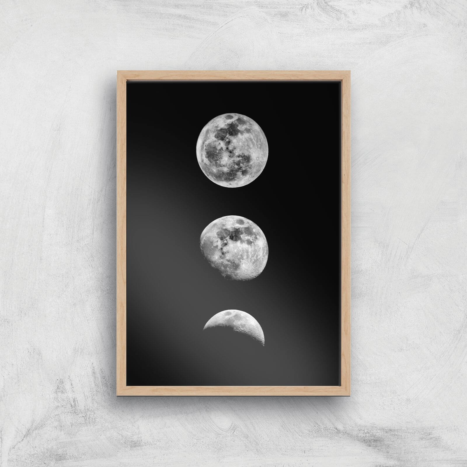 The Motivated Type Three Moon Phases Giclée Art Print - A4 - Wooden Frame