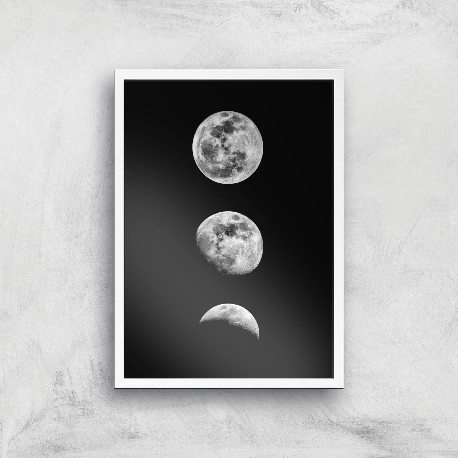 The Motivated Type Three Moon Phases Giclée Art Print - A3 - White Frame