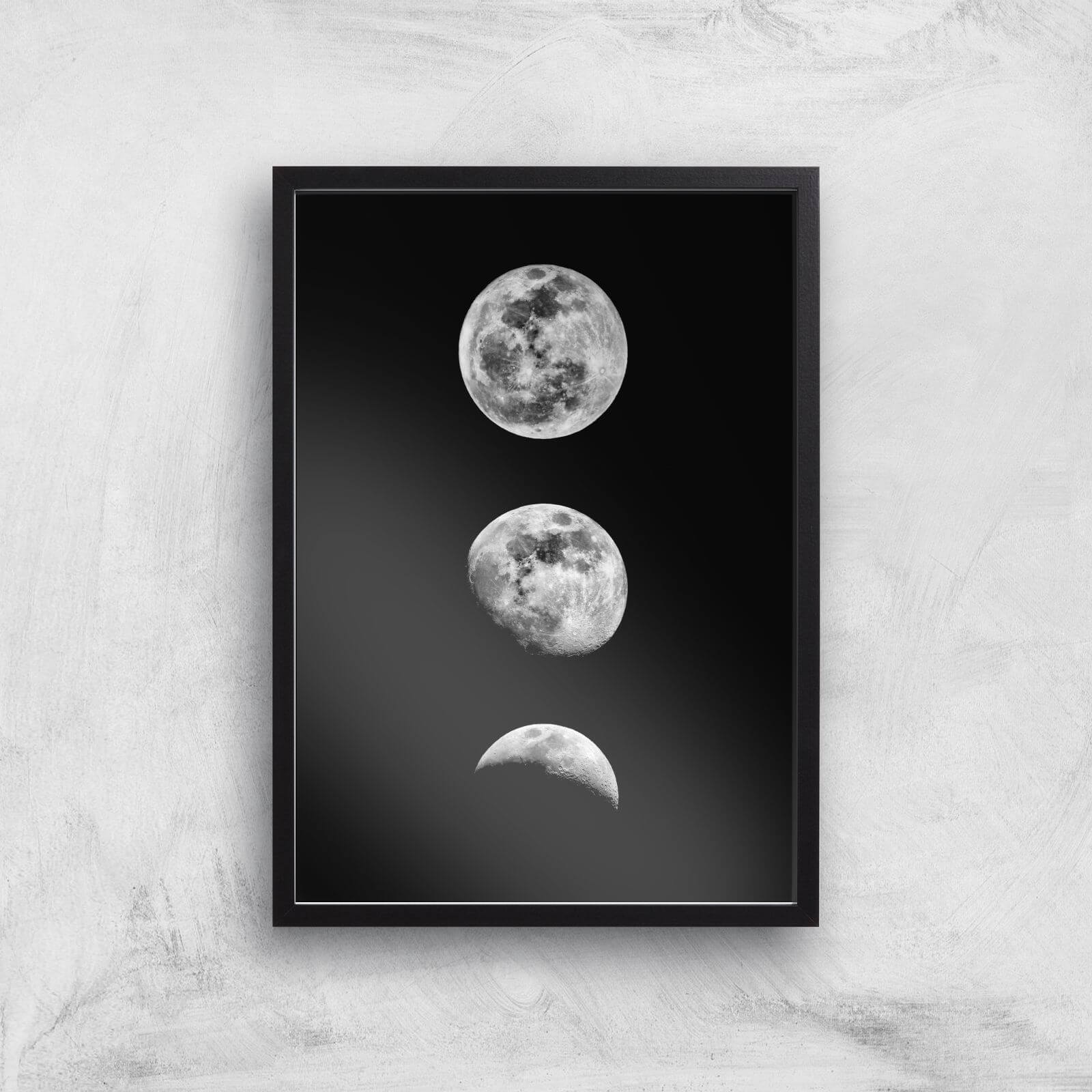 The Motivated Type Three Moon Phases Giclée Art Print - A3 - Black Frame