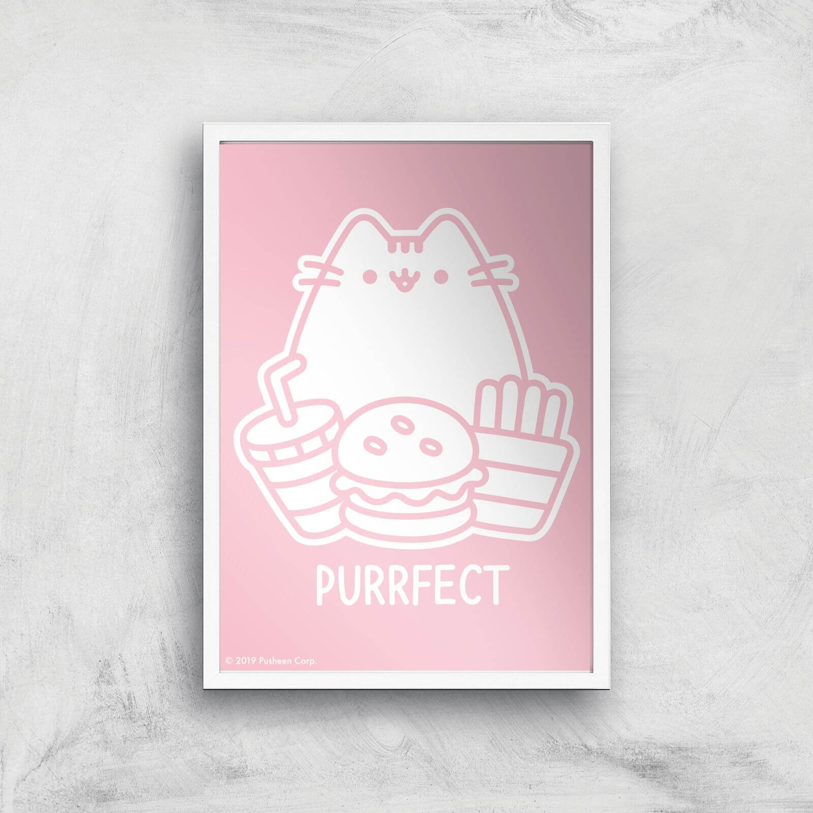 Pusheen Purrfect Junk Food Giclee Art Print - A3 - White Frame