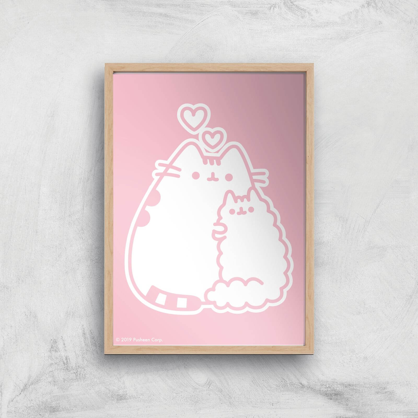 Pusheen Stormy I Love You Giclee Art Print - A4 - Wooden Frame