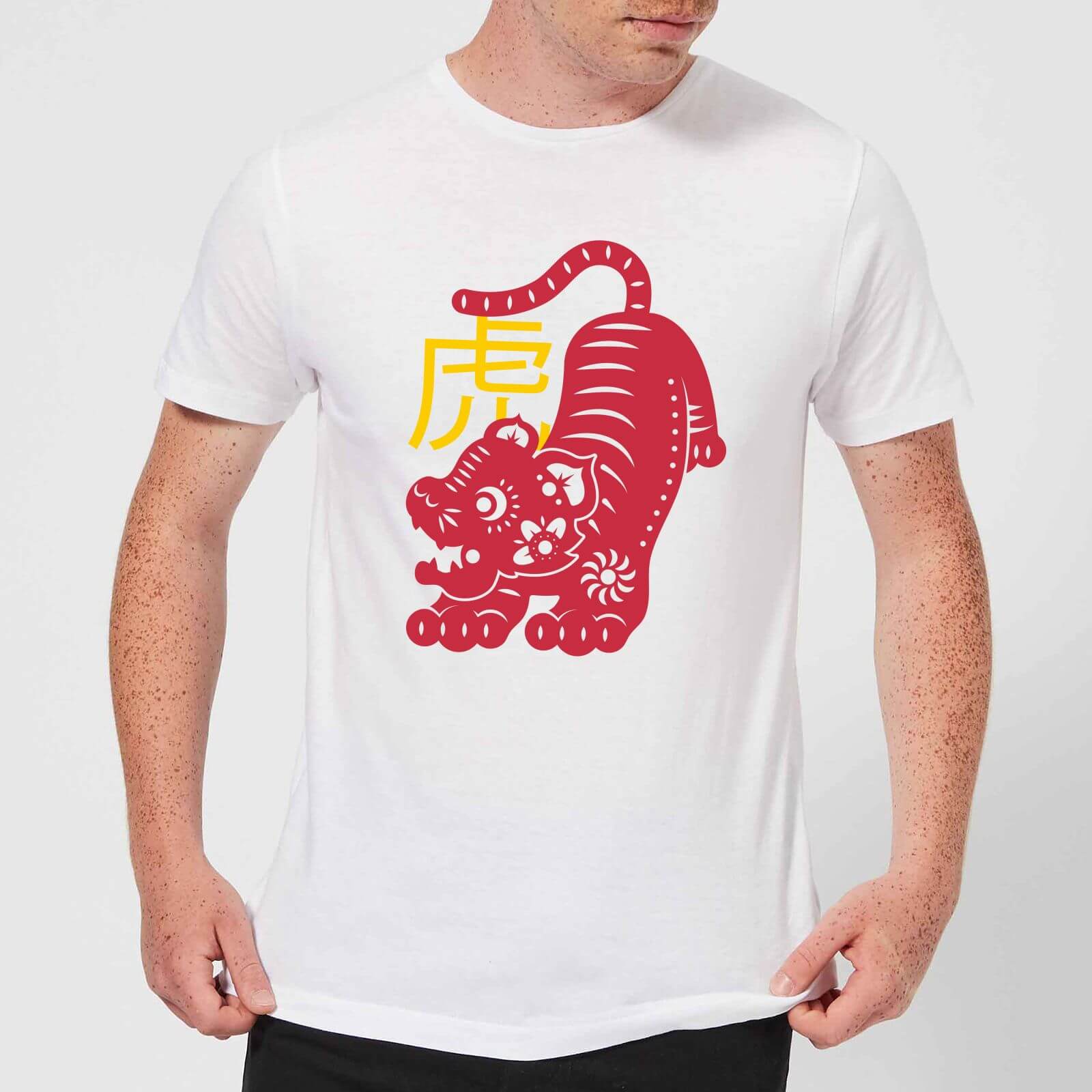 Chinese Zodiac Tiger Men's T-Shirt - White - XL - White