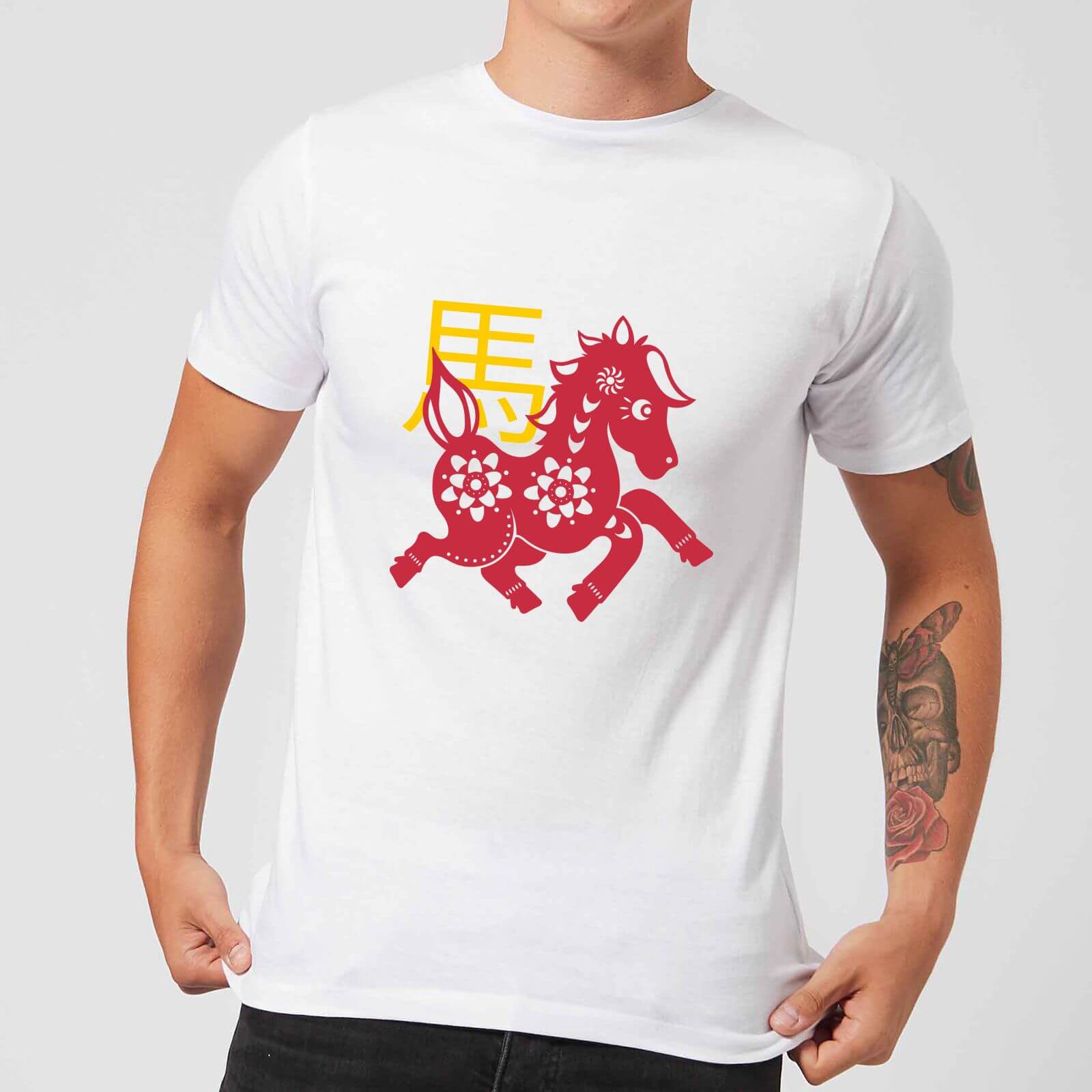 Chinese Zodiac Horse Men's T-Shirt - White - S - White