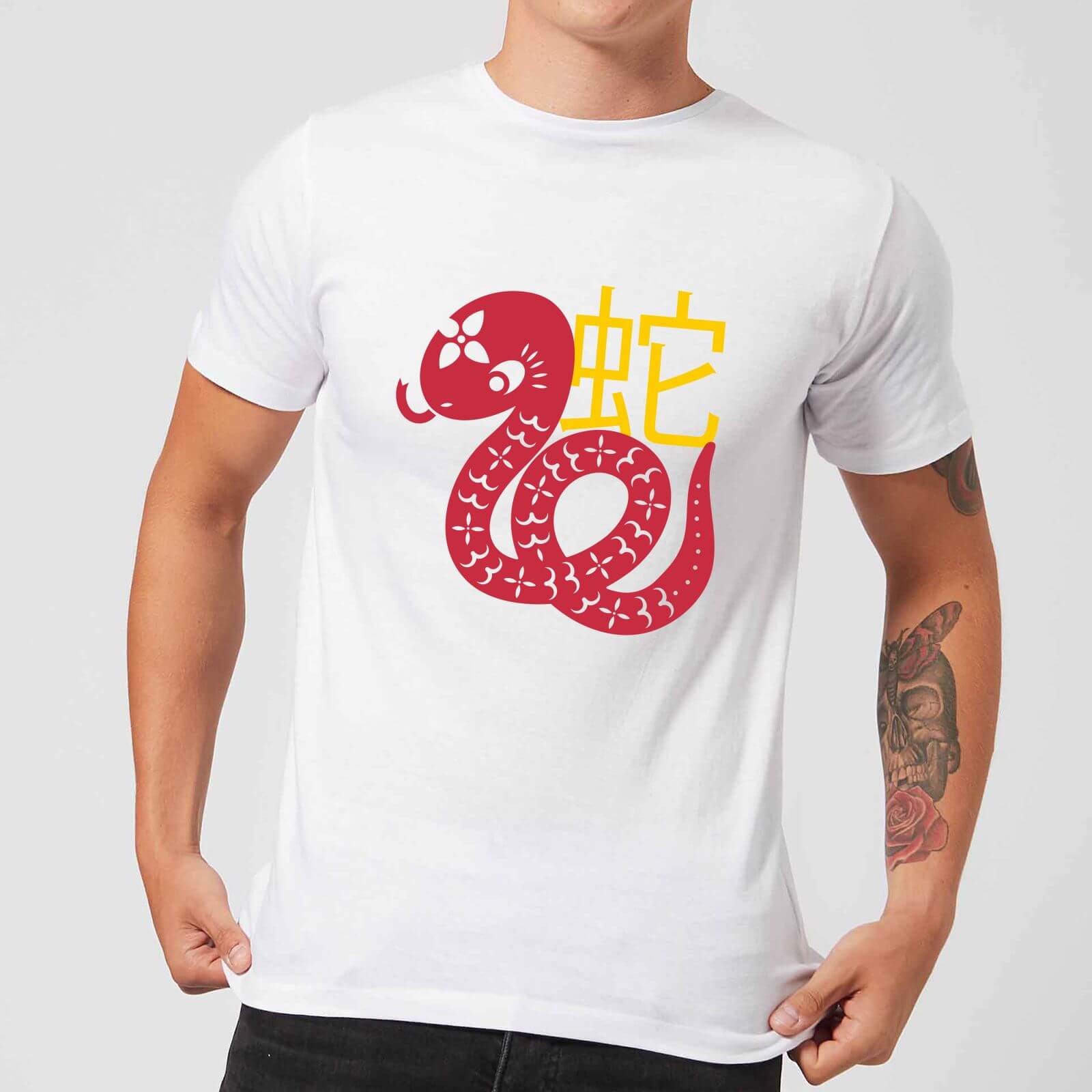 Chinese Zodiac Snake Men's T-Shirt - White - S - White