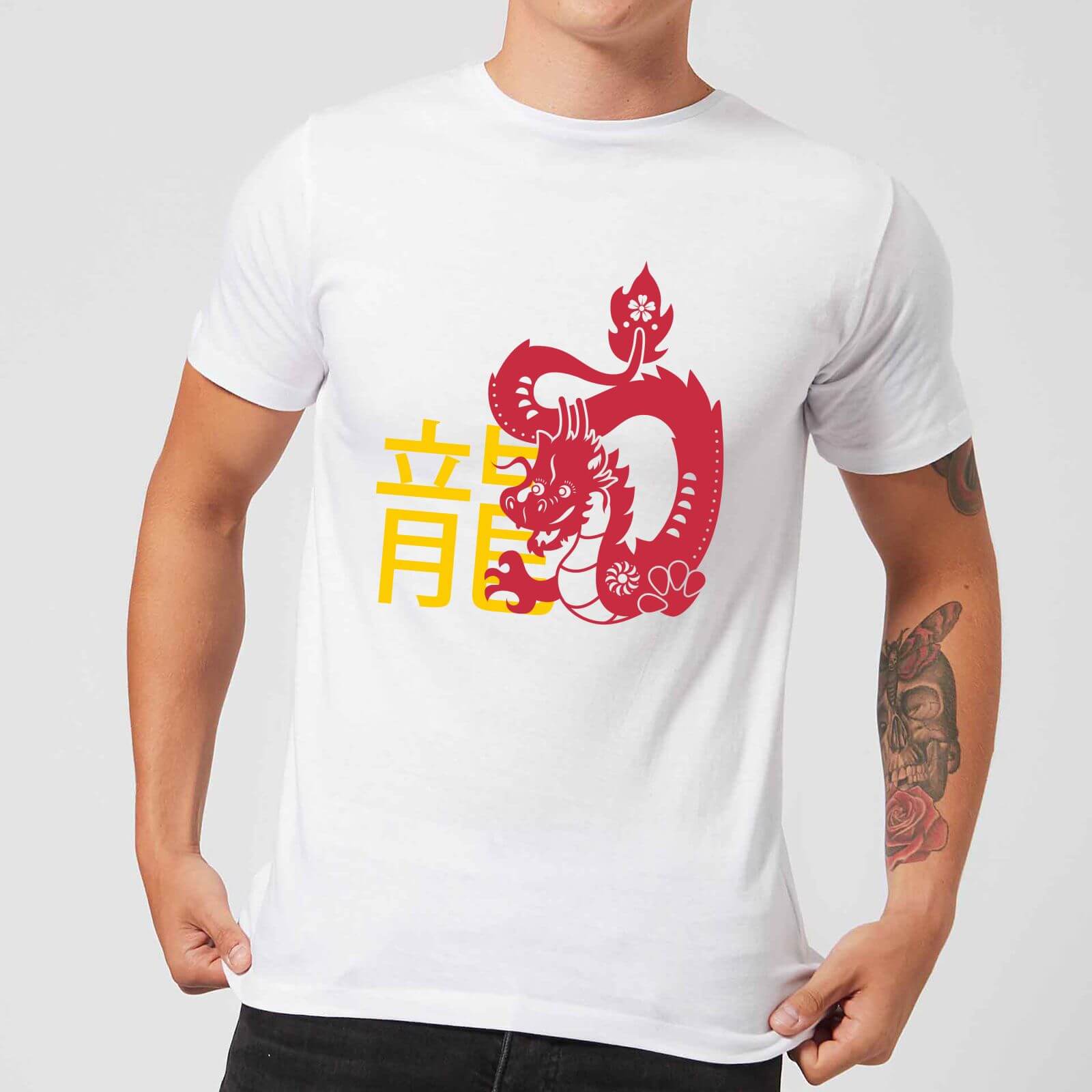 Chinese Zodiac Dragon Men's T-Shirt - White - M - White