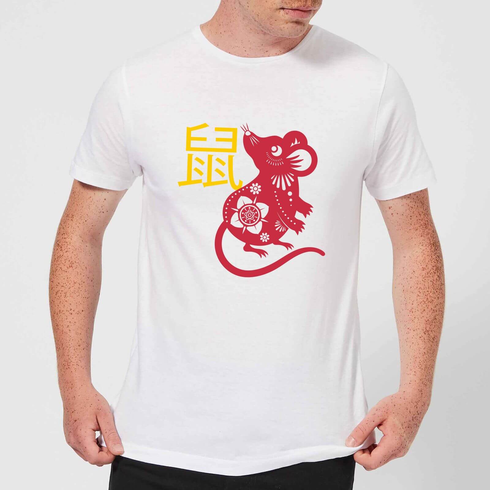 Chinese Zodiac Rat Men's T-Shirt - White - S - White