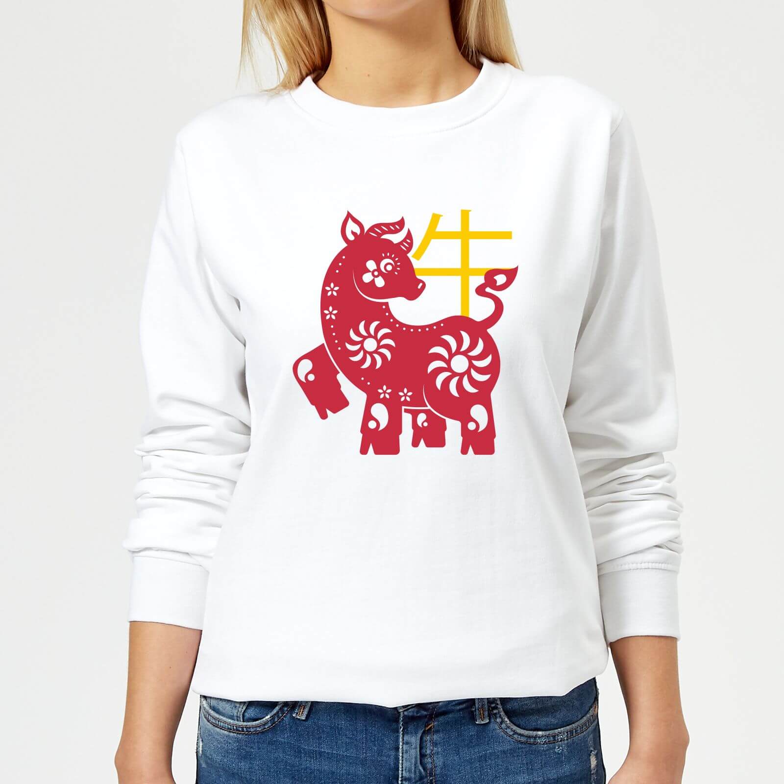 Chinese Zodiac Ox Women's Sweatshirt - White - XS - White