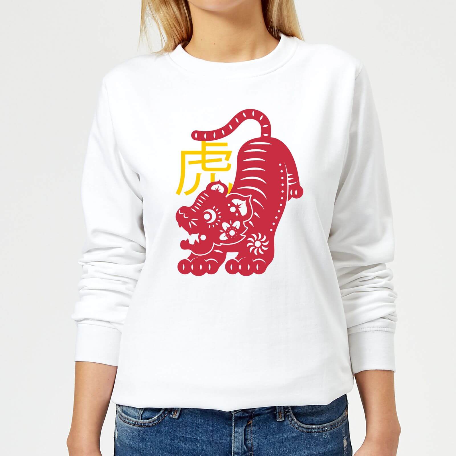 Chinese Zodiac Tiger Women's Sweatshirt - White - XS - White