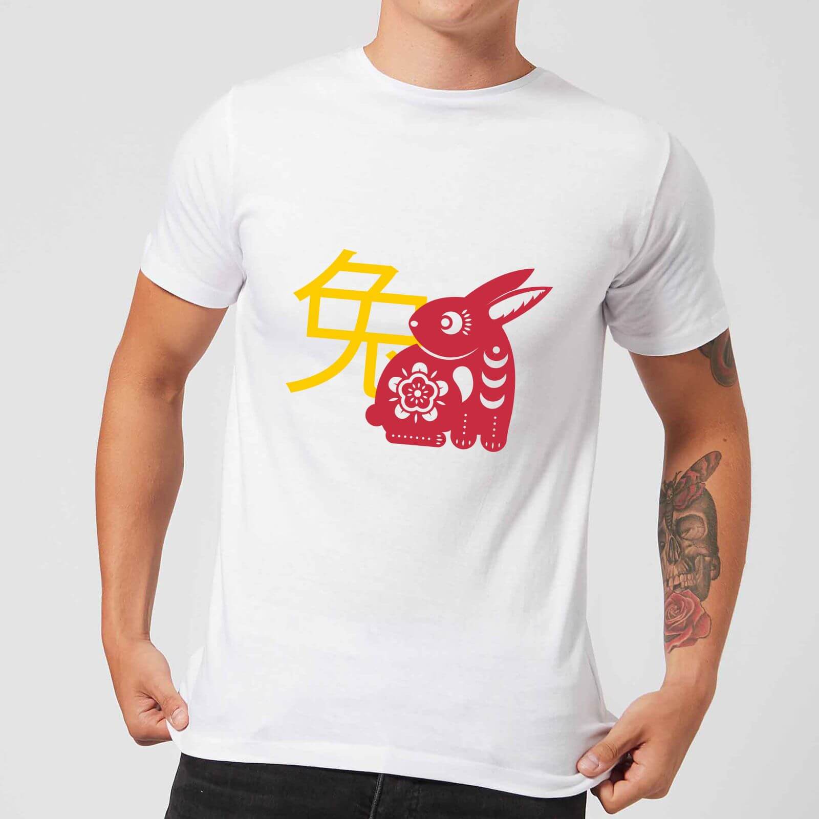 Chinese Zodiac Rabbit Men's T-Shirt - White - S - White