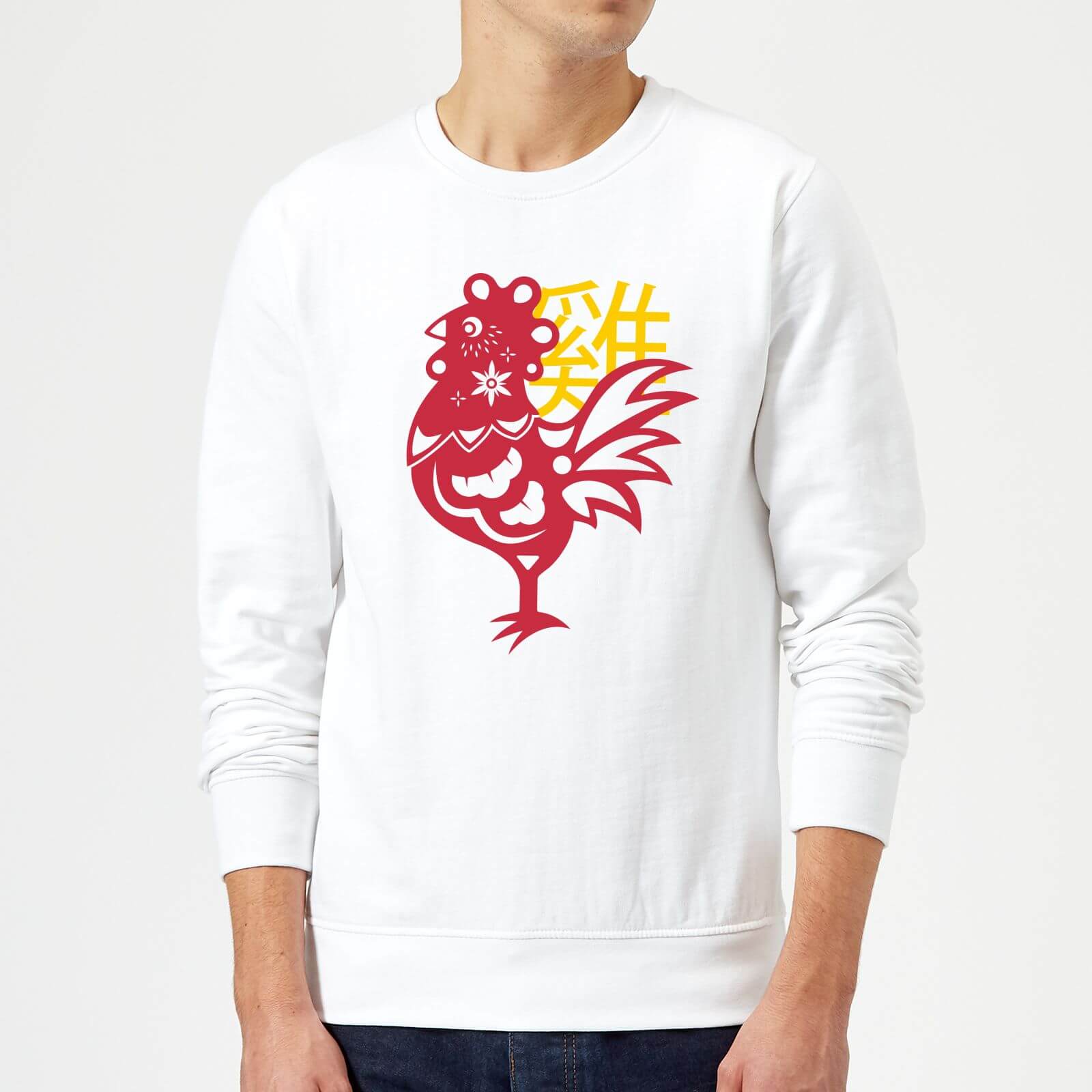 Chinese Zodiac Rooster Sweatshirt - White - S - White