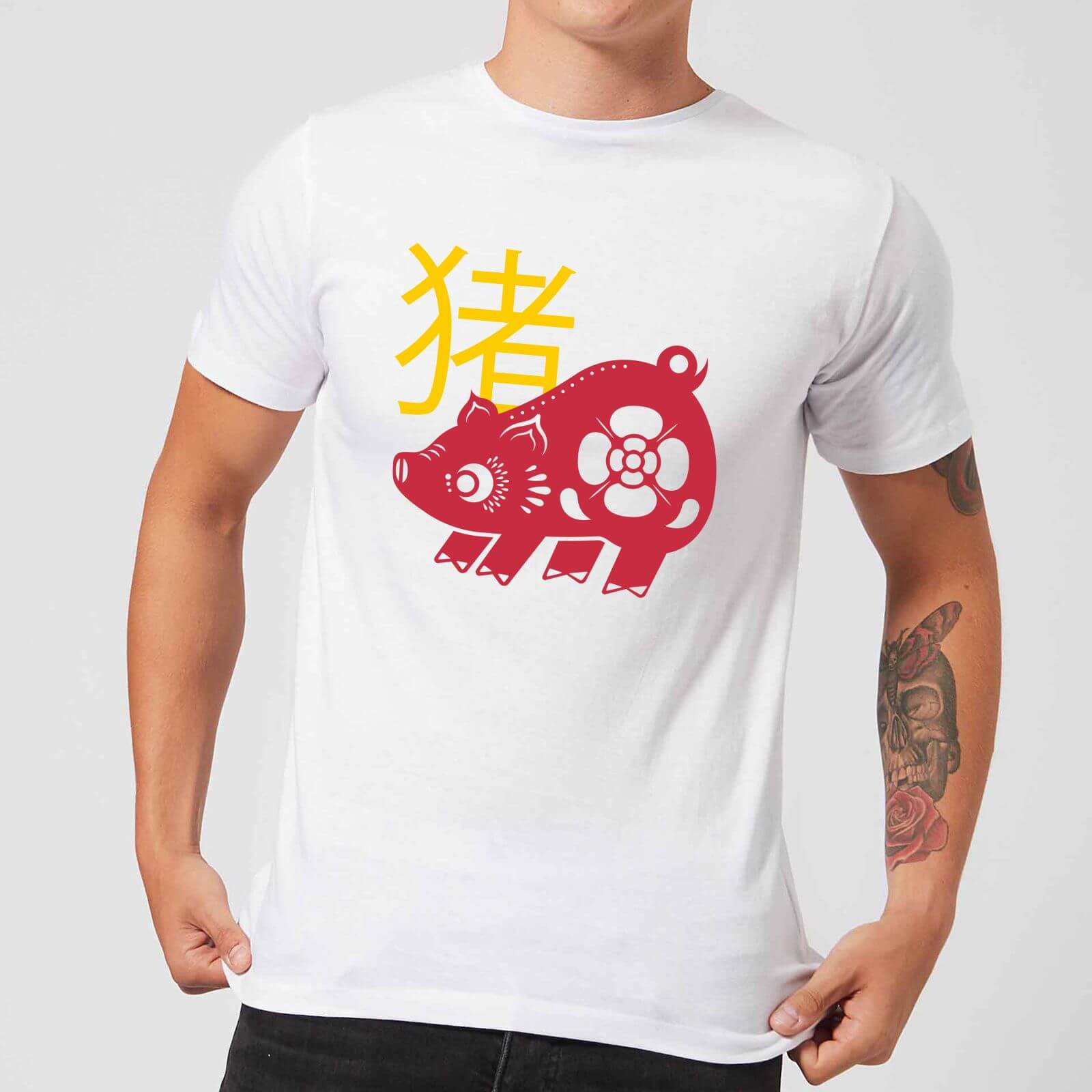 Chinese Zodiac Pig Men's T-Shirt - White - S - White