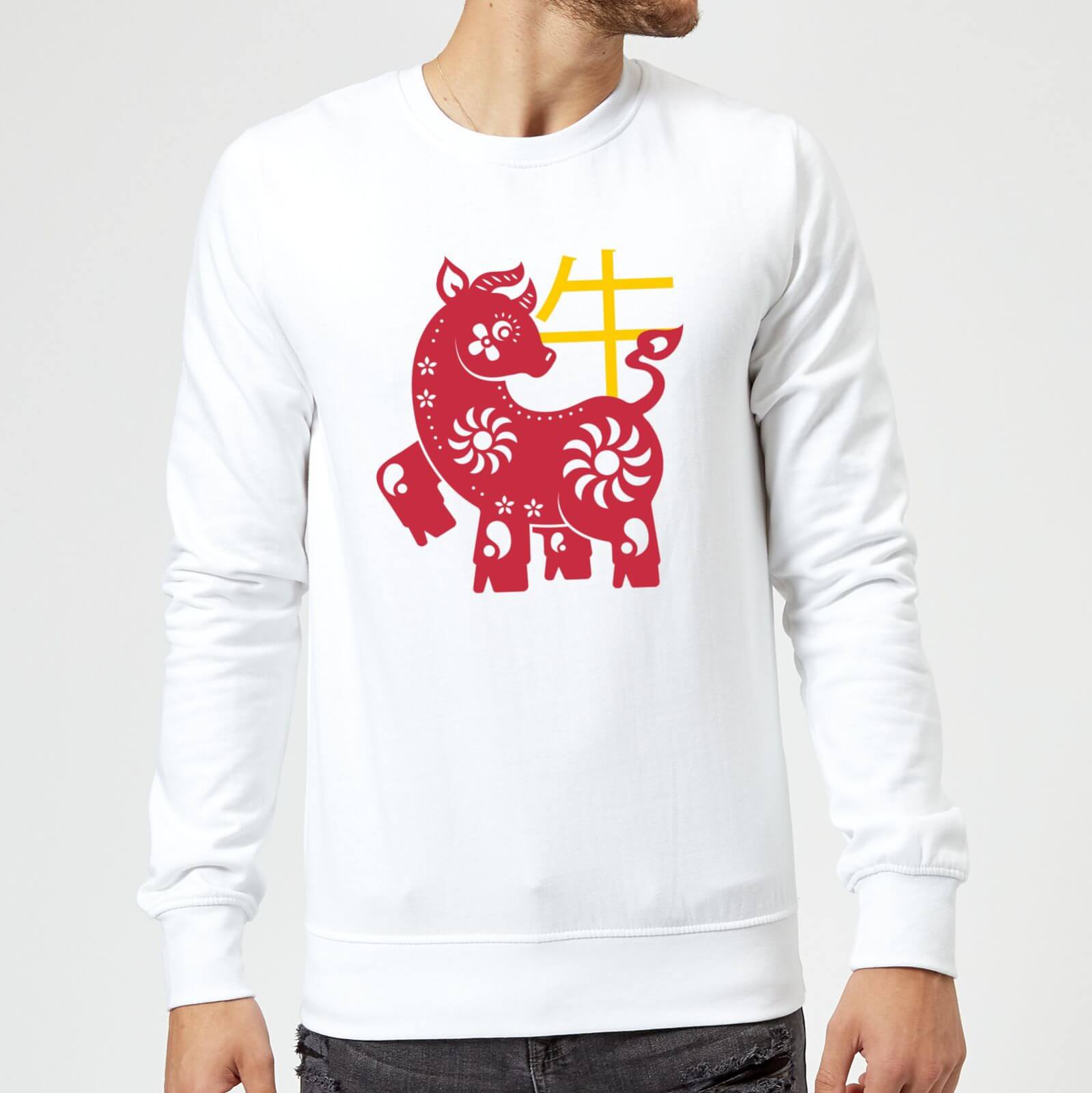 Chinese Zodiac Ox Sweatshirt - White - S - White