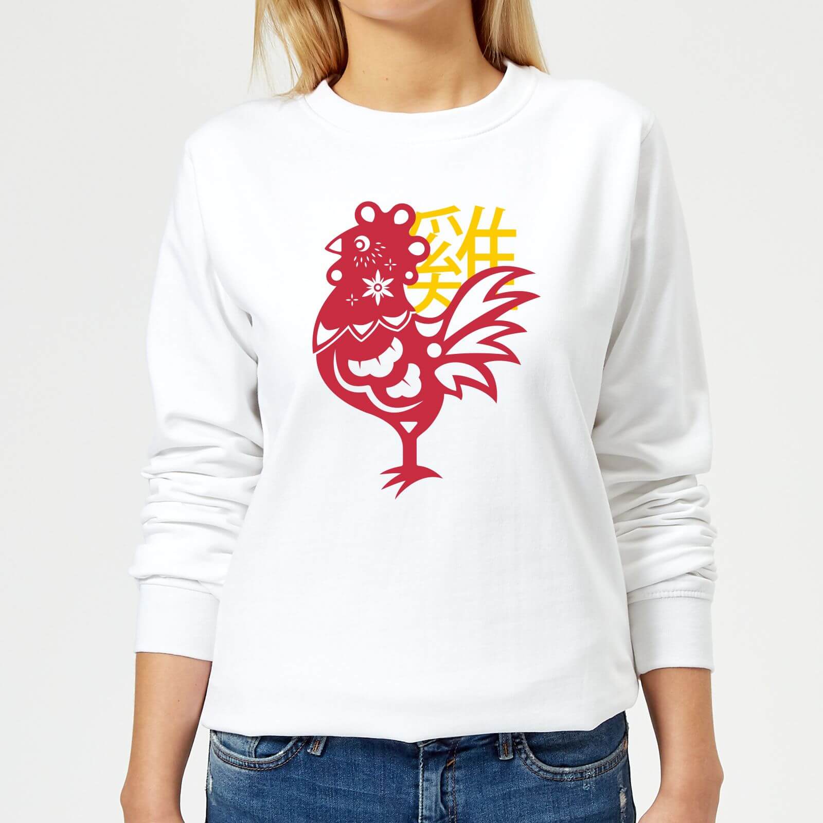 Chinese Zodiac Rooster Women's Sweatshirt - White - XS - White