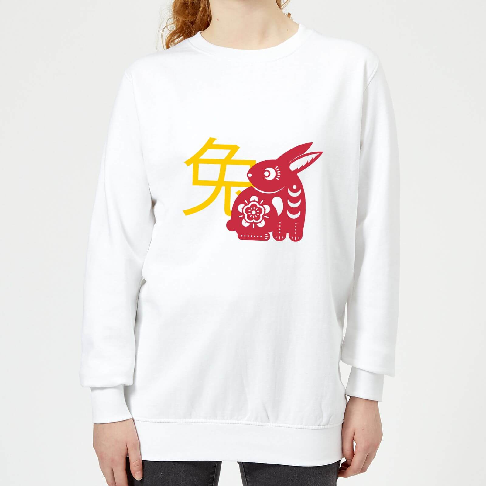Chinese Zodiac Rabbit Women's Sweatshirt - White - XS