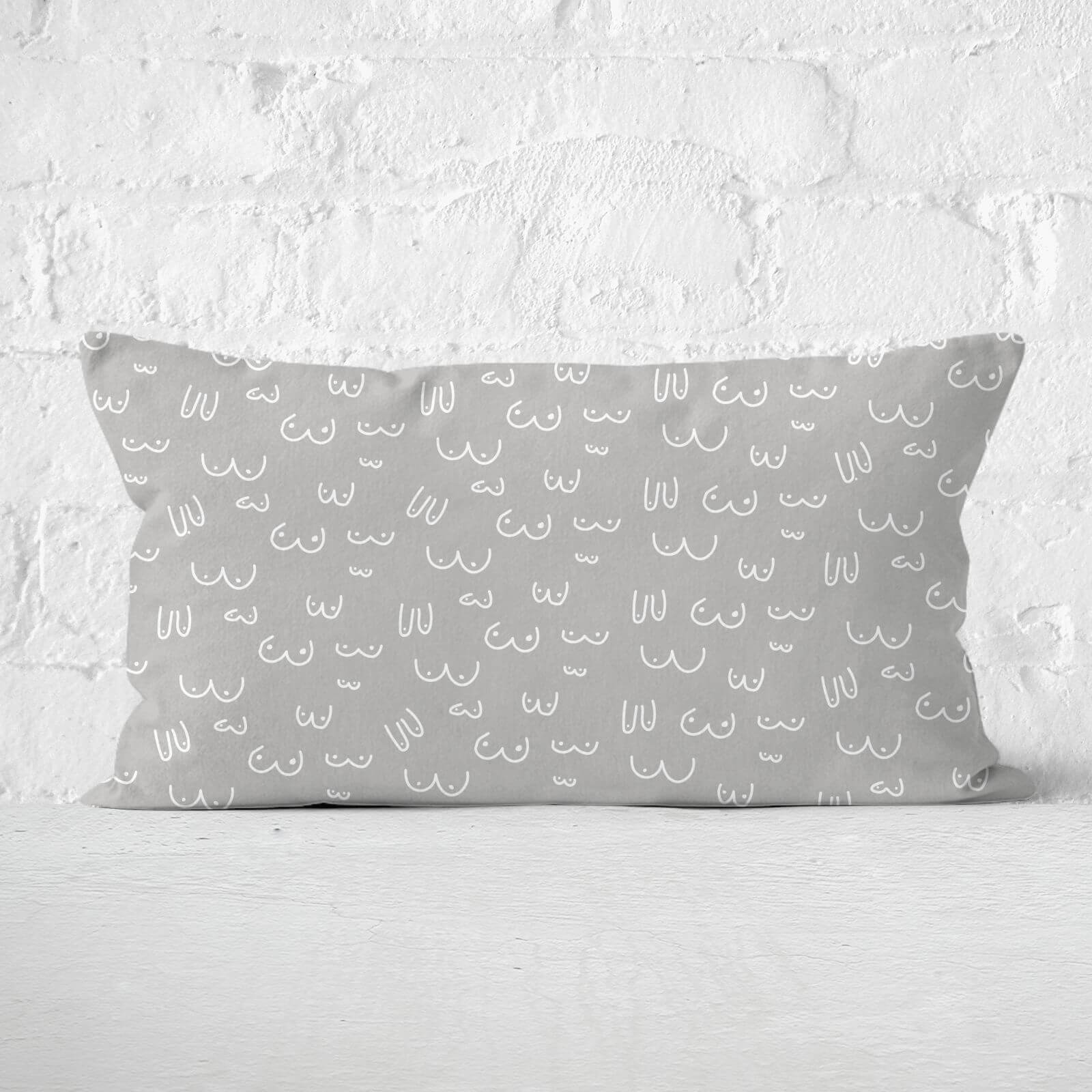 Grey Boob Print Rectangular Cushion - Soft Touch