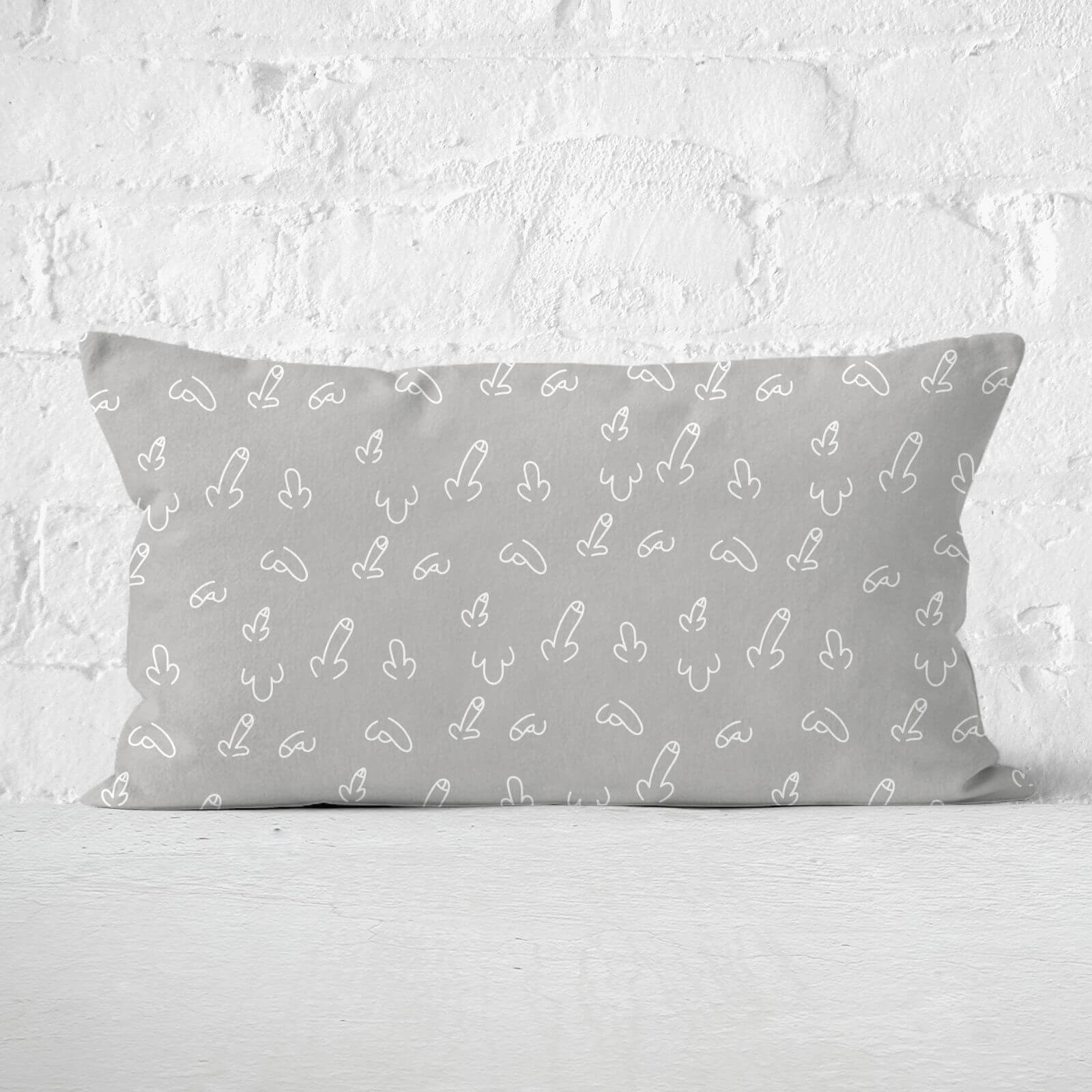 Grey Willy Print Rectangular Cushion - 30x50cm - Soft Touch