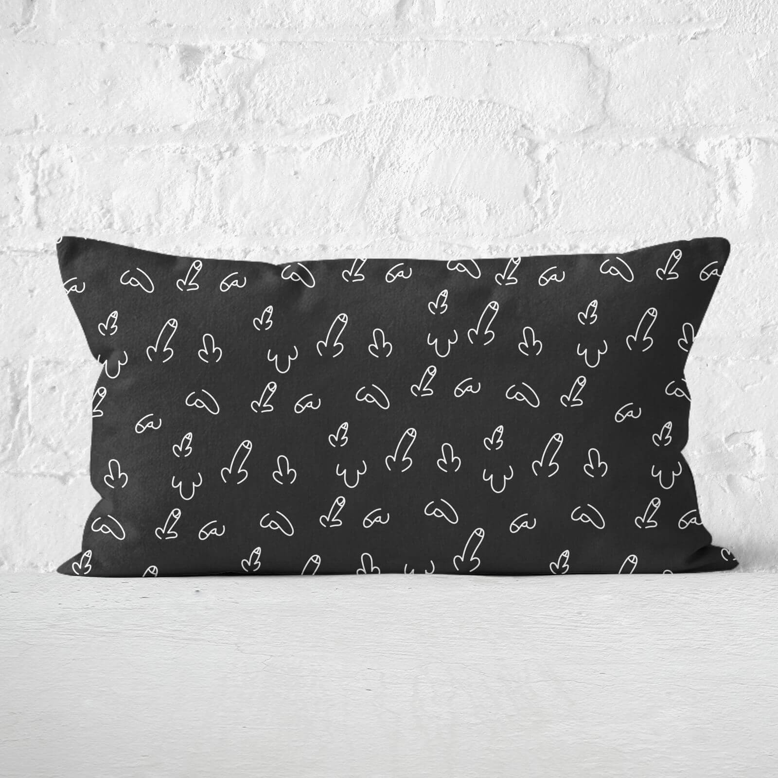 Black Willy Print Rectangular Cushion - Soft Touch