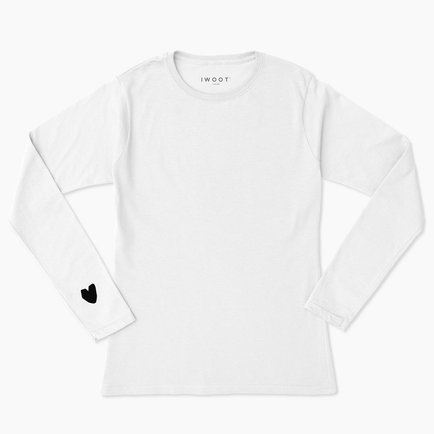 Black Valentine Heart On Your Sleeve Unisex Long Sleeved T-Shirt - White - S - White