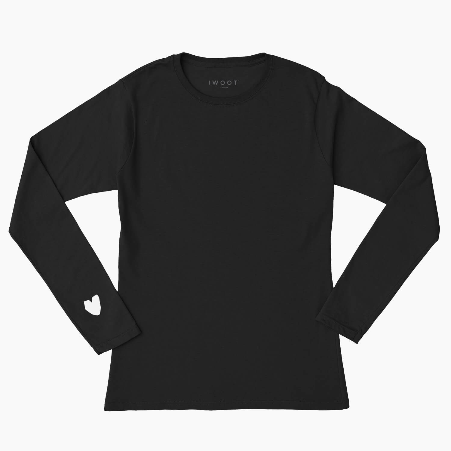 White Valentine Heart On Your Sleeve Unisex Long Sleeved T-Shirt - Black - S - Black