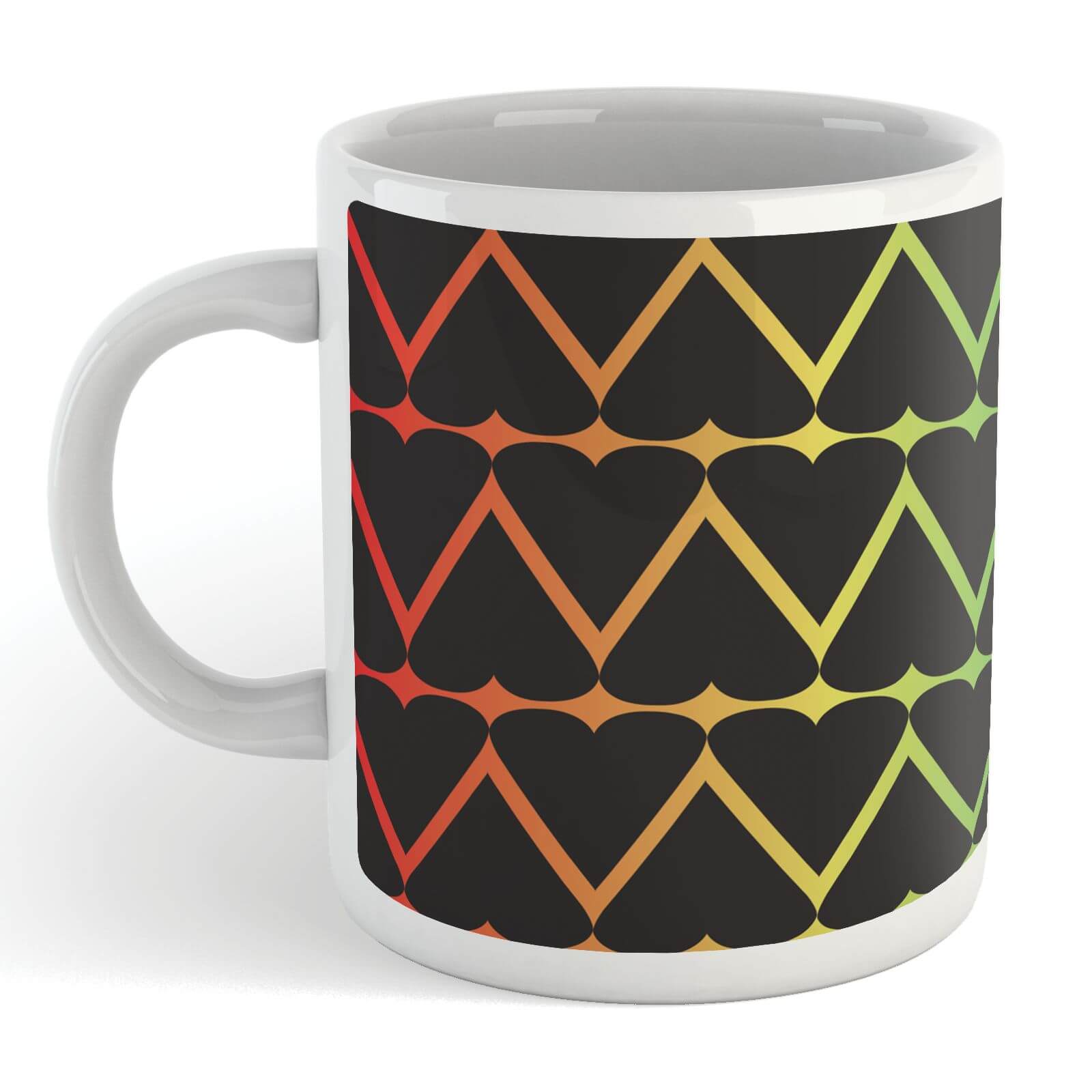 Black Hearts On Rainbow Mug