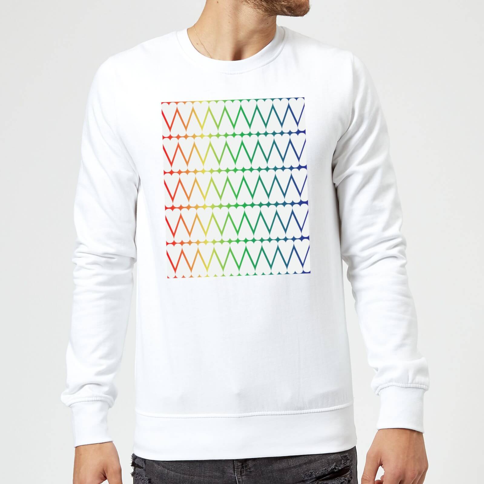 White Hearts On Rainbow Background Sweatshirt - White - S - White
