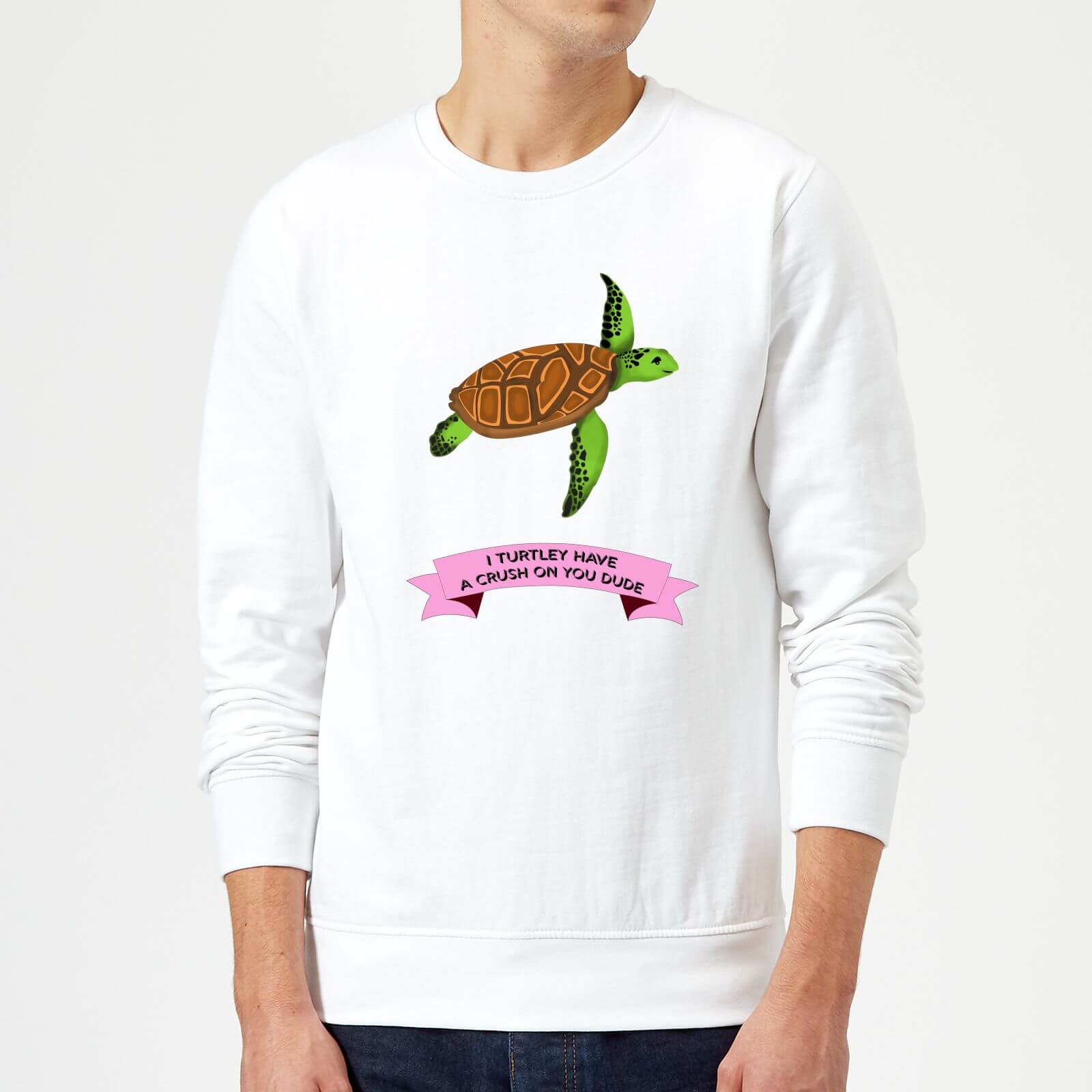 I Turtley Have A Crush On You Dude Sweatshirt - White - S - White