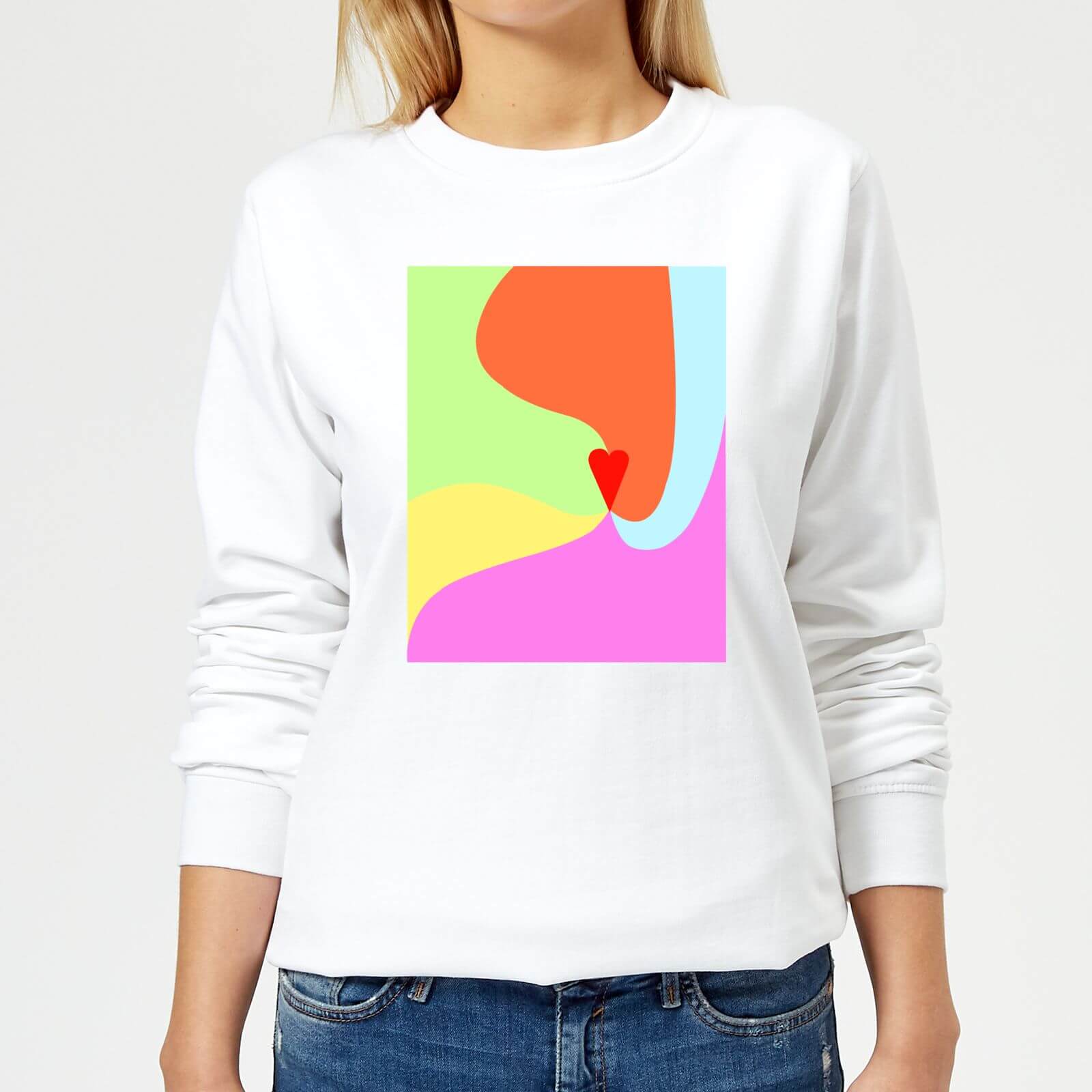 Rainbow Love Swirl Women's Sweatshirt - White - XS - White