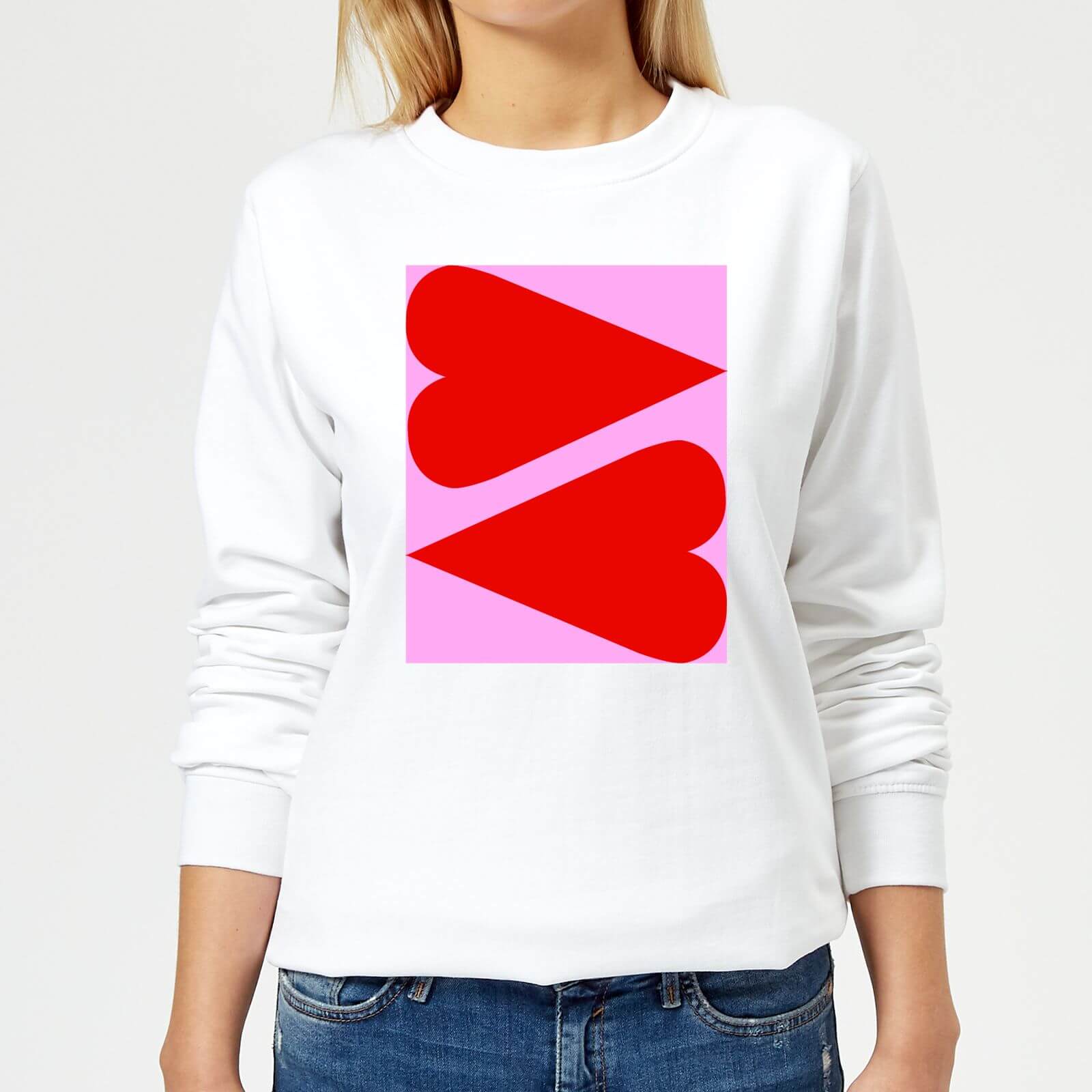 Giant Red Hearts Women's Sweatshirt - White - XS - White