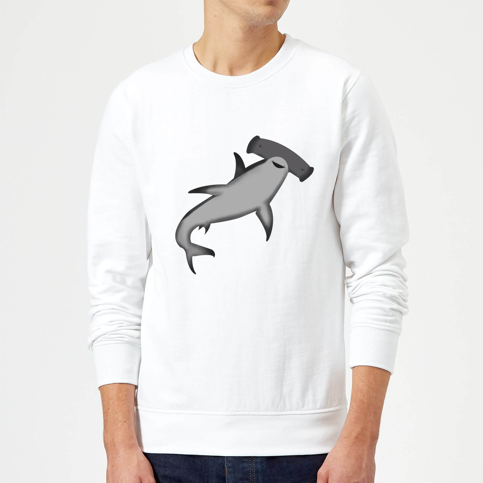Hammer Head Shark Sweatshirt - White - S - White