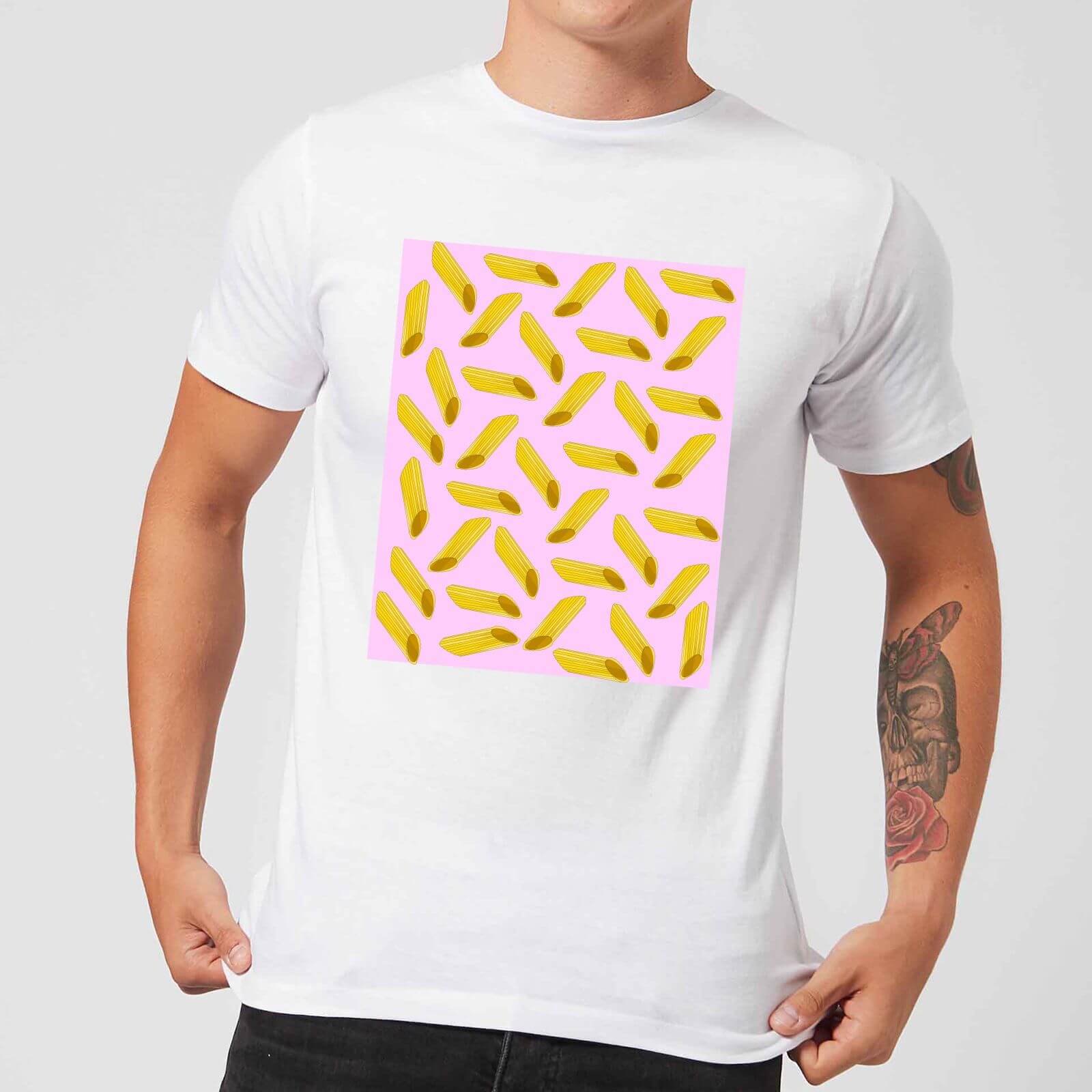 Penne Pasta Pink Men's T-Shirt - White - M - White