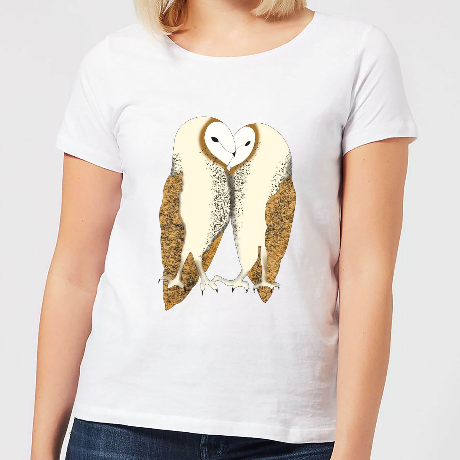 Nuzzling Barn Owls Women's T-Shirt - White - S - White