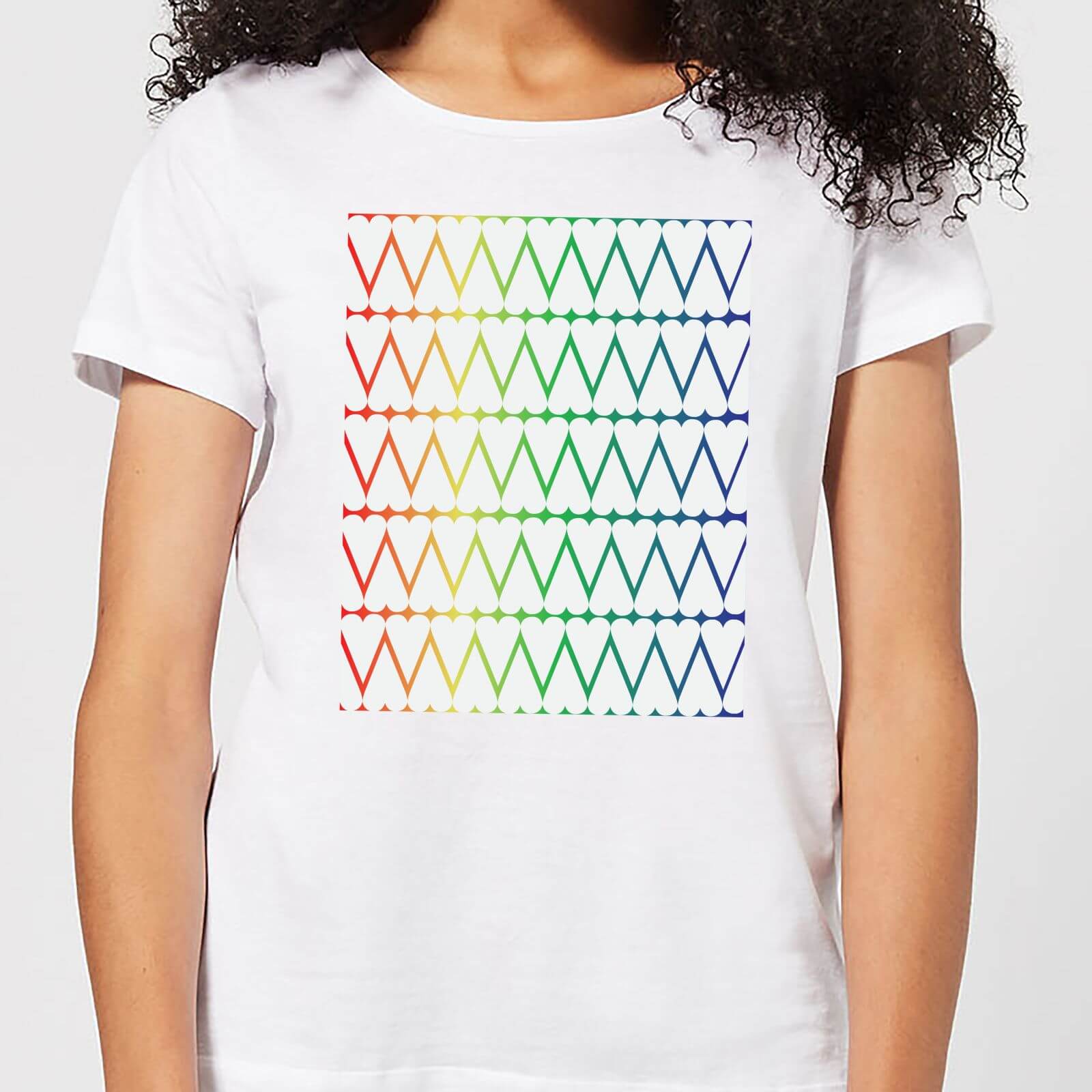 White Hearts On Rainbow Background Women's T-Shirt - White - M - White