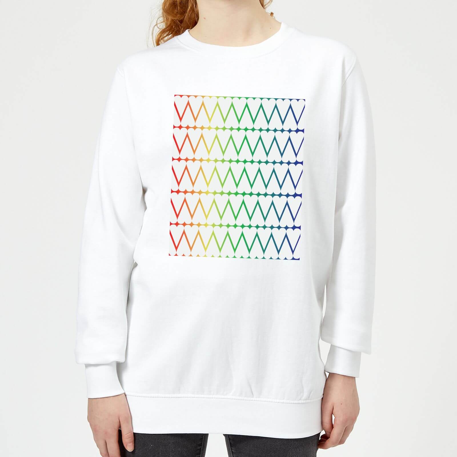 White Hearts On Rainbow Background Women's Sweatshirt - White - XS - White