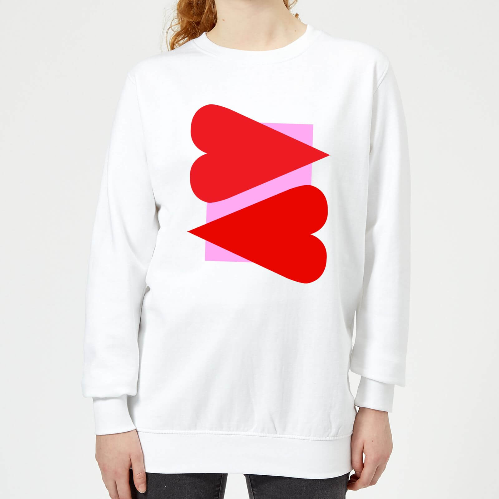 Red Hearts Women's Sweatshirt - White - XS - White