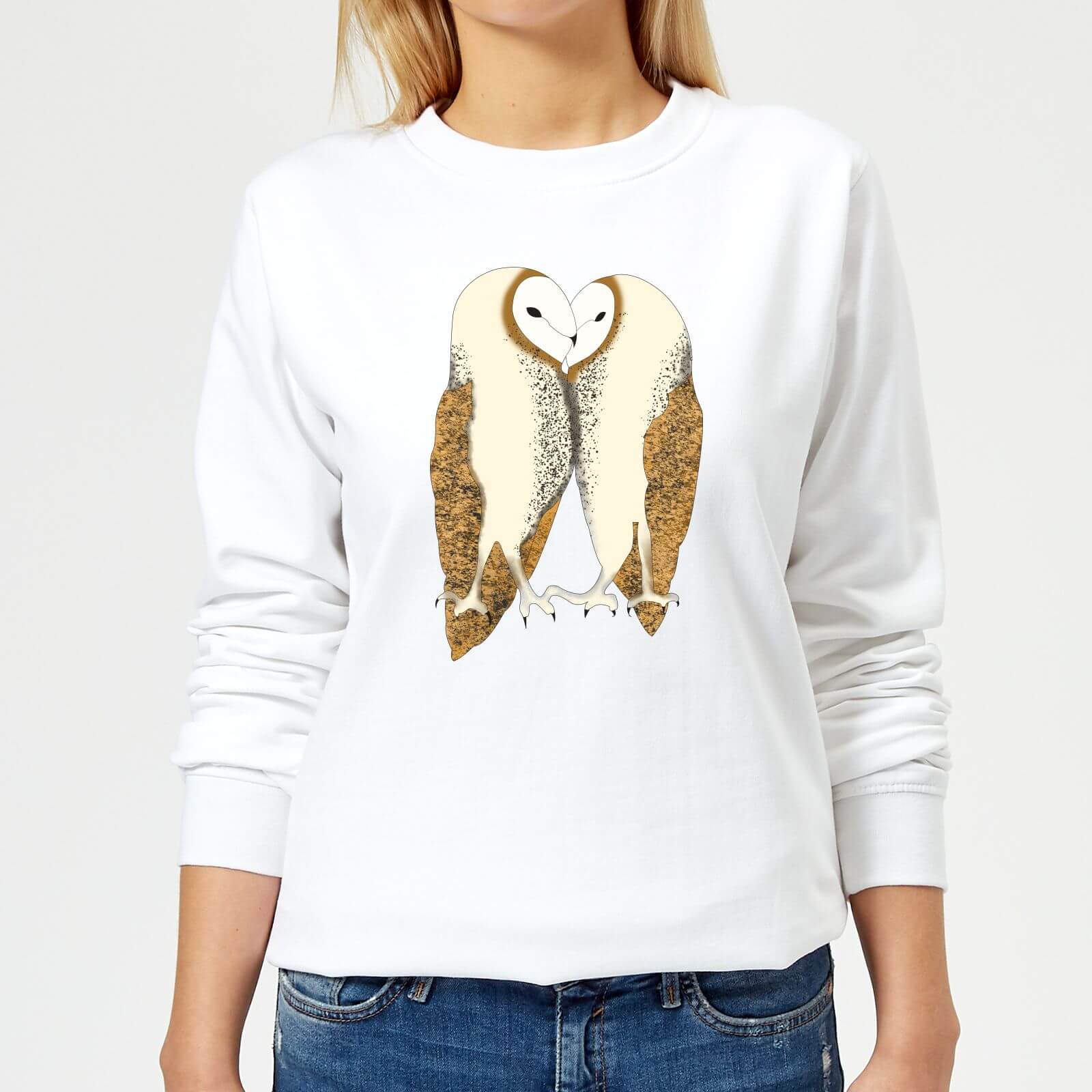 Nuzzling Barn Owls Women's Sweatshirt - White - XS - White