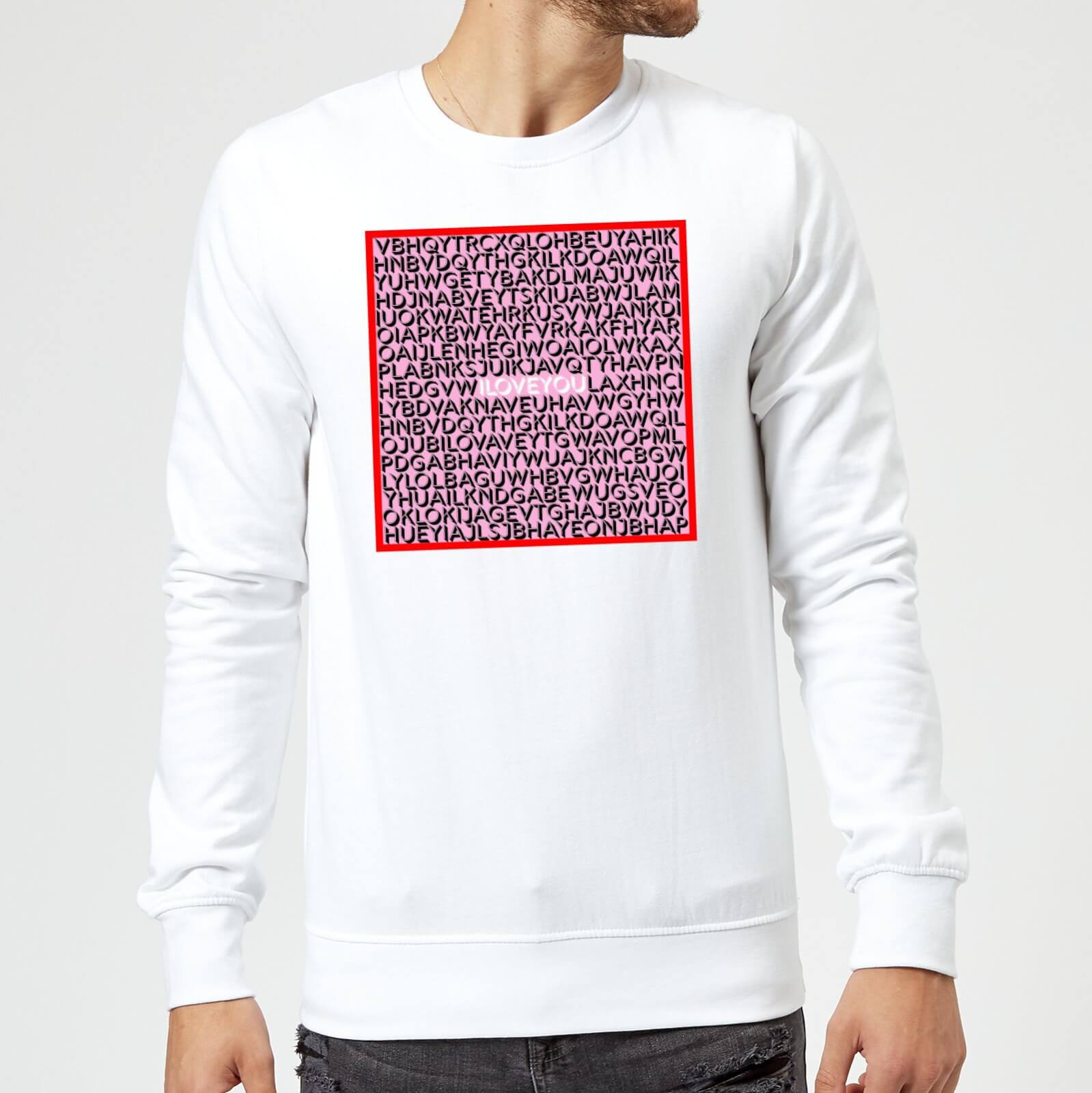 I Love You Word Search Sweatshirt - White - S - White