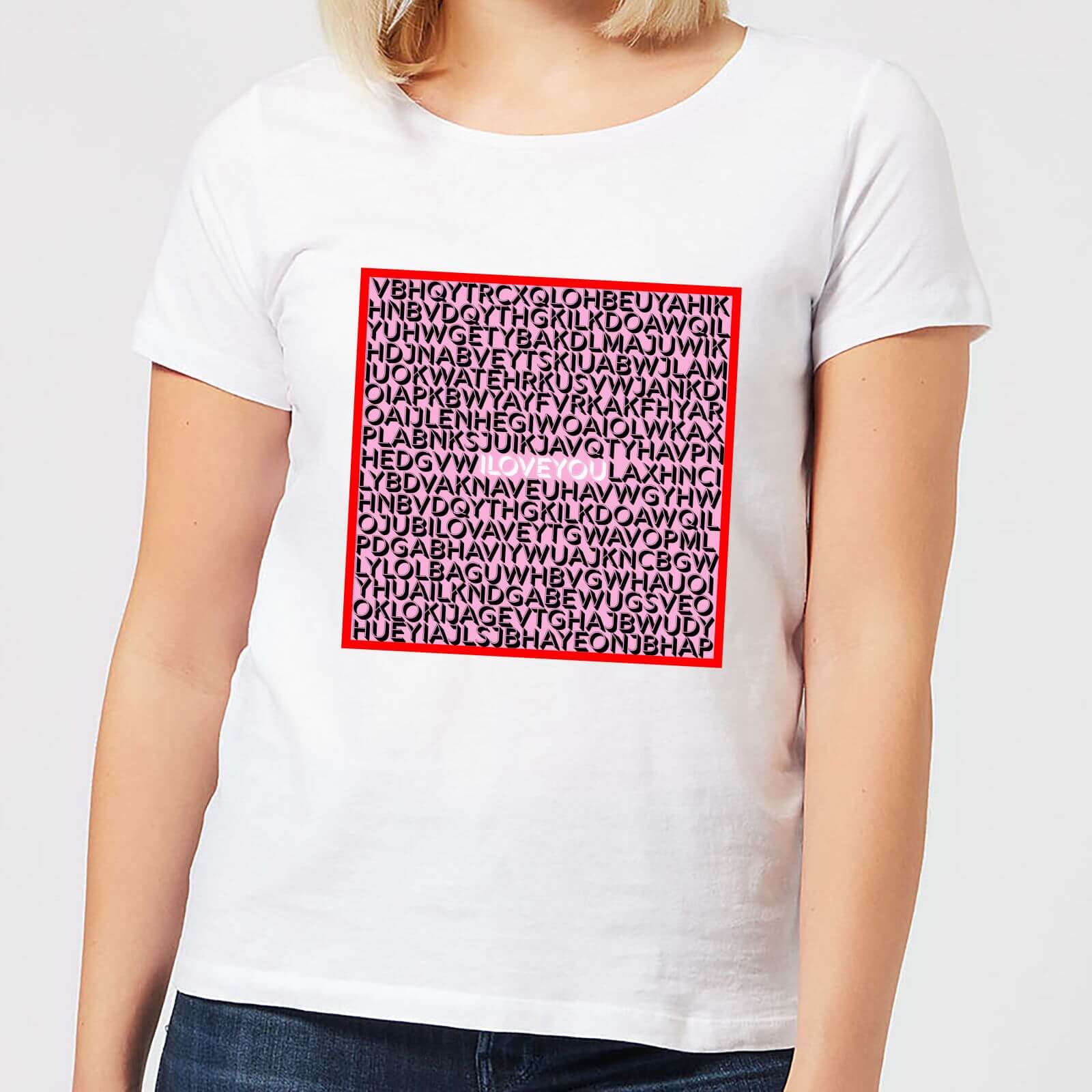 I Love You Word Search Women's T-Shirt - White - XXL - White